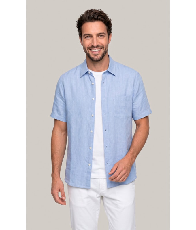 Camisa  Puro Linho  Uni Mc Azul