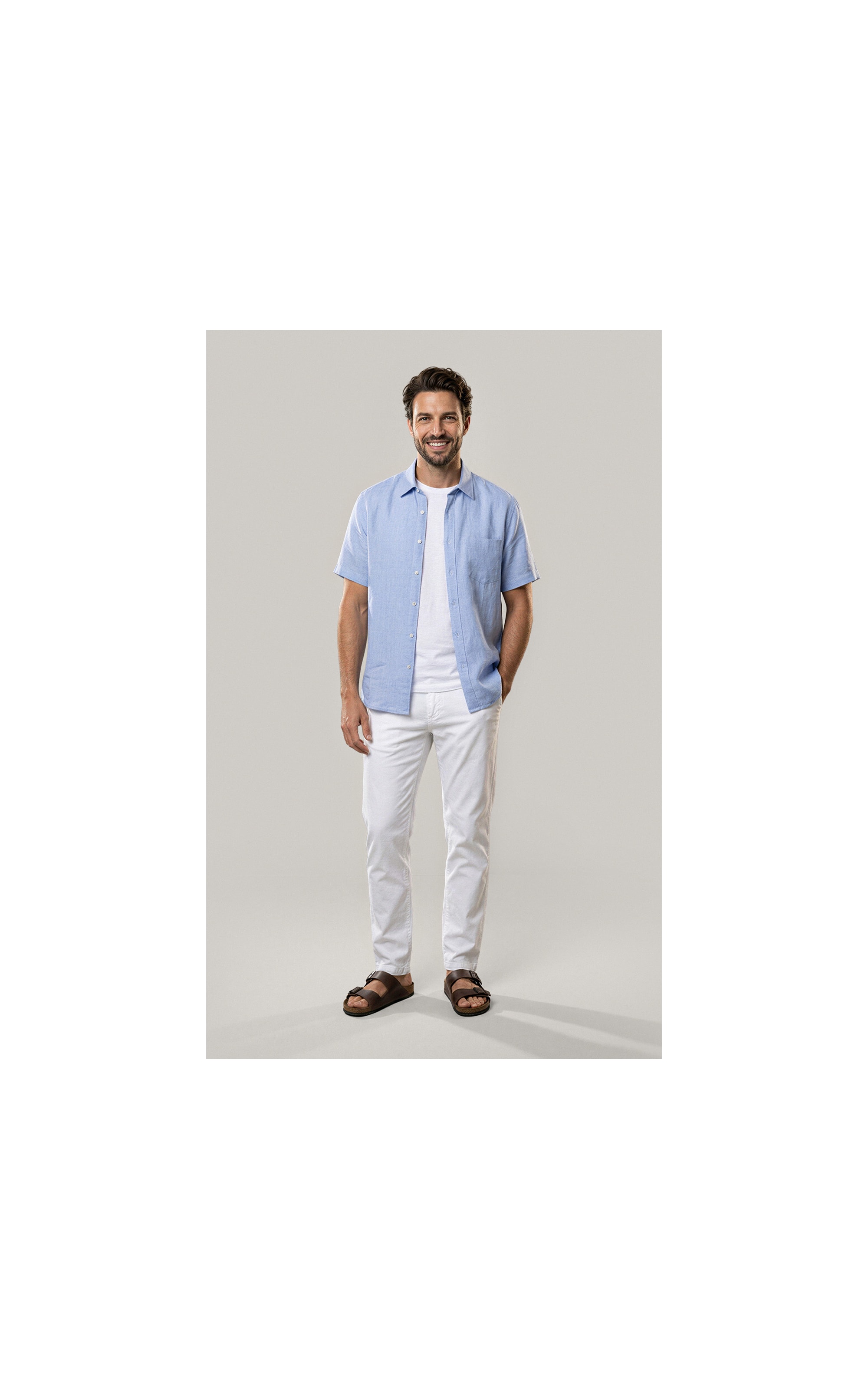 Camisa  Puro Linho  Uni Mc Azul