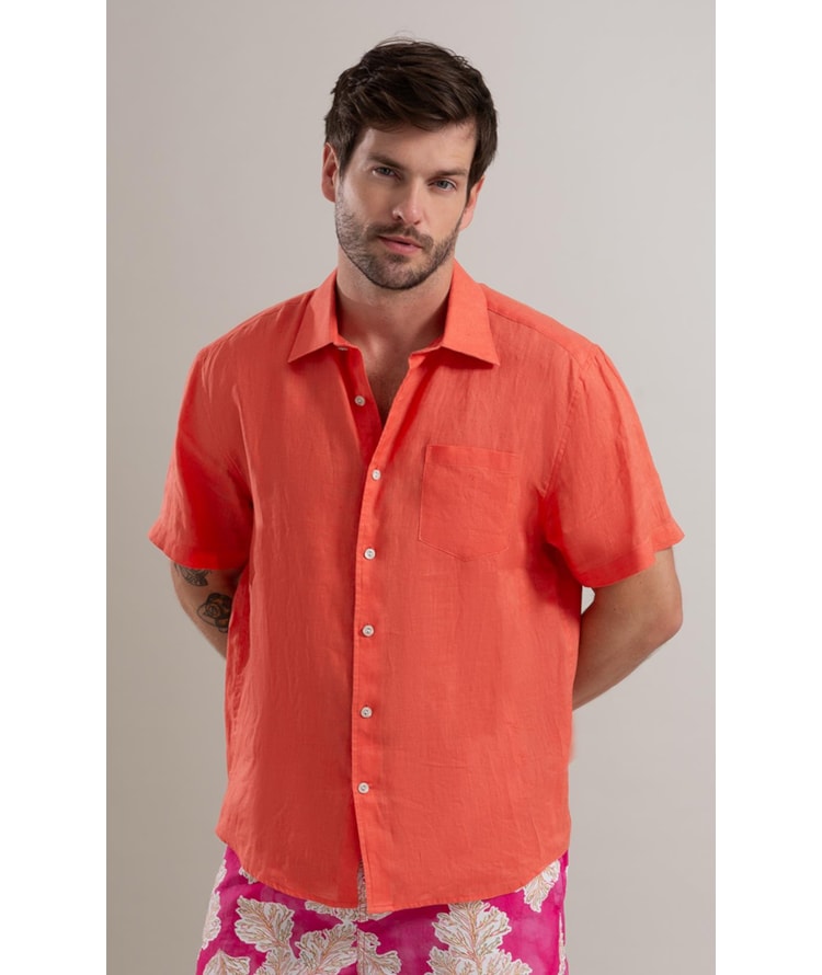 Camisa  Puro Linho  Uni Mc Coral