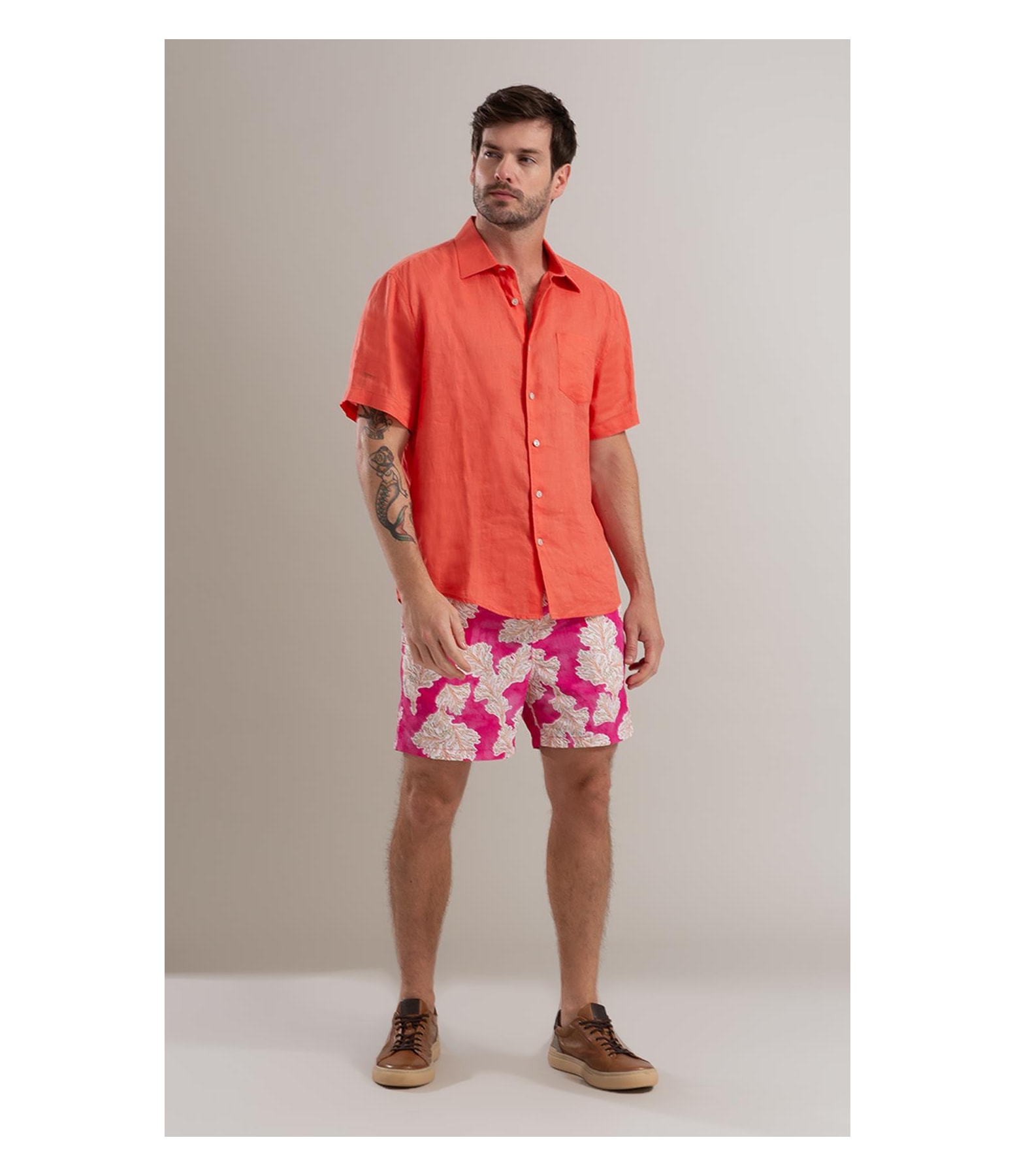 Camisa  Puro Linho  Uni Mc Coral