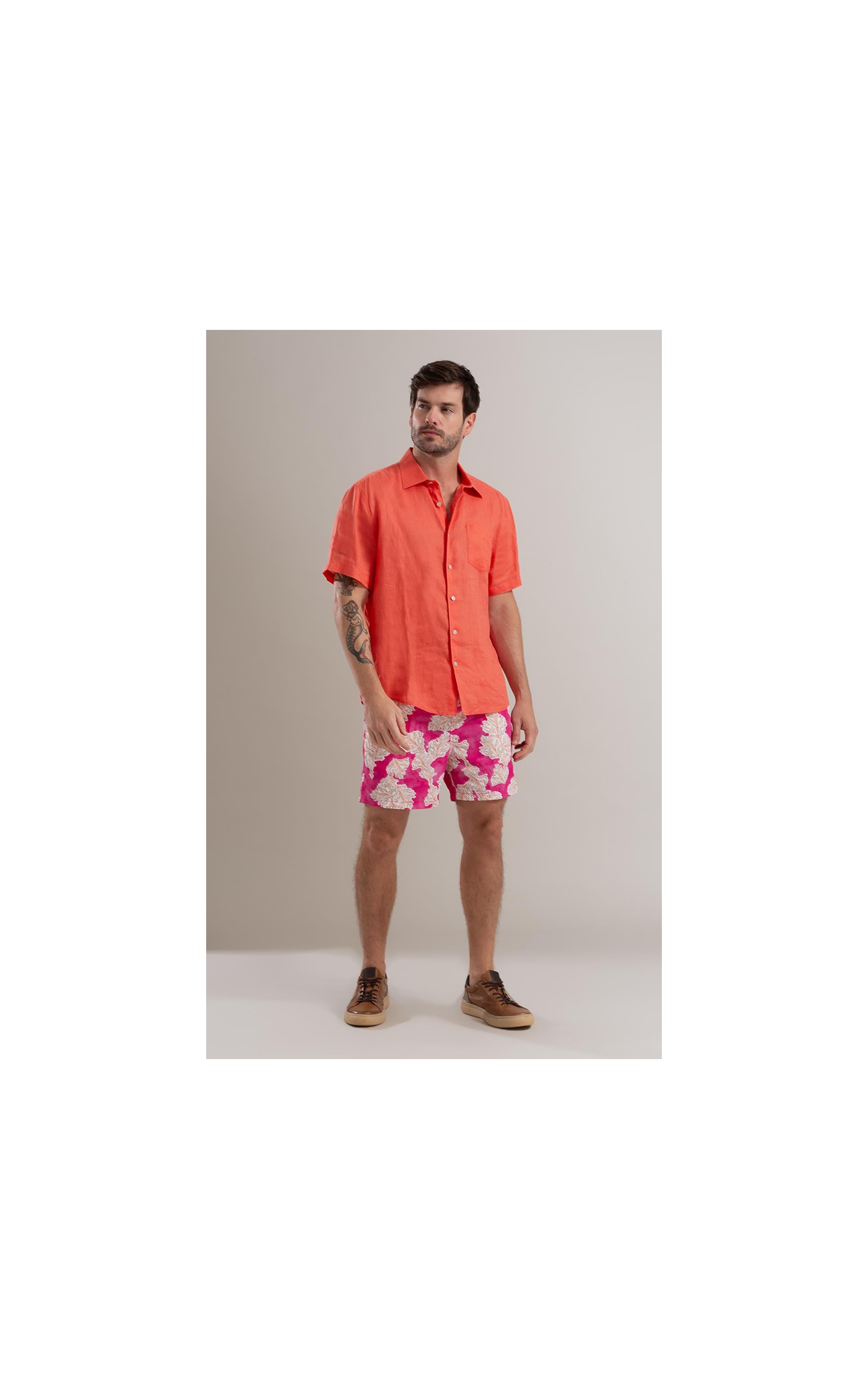 Camisa  Puro Linho  Uni Mc Coral