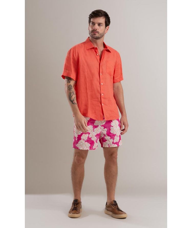 Camisa  Puro Linho  Uni Mc Coral
