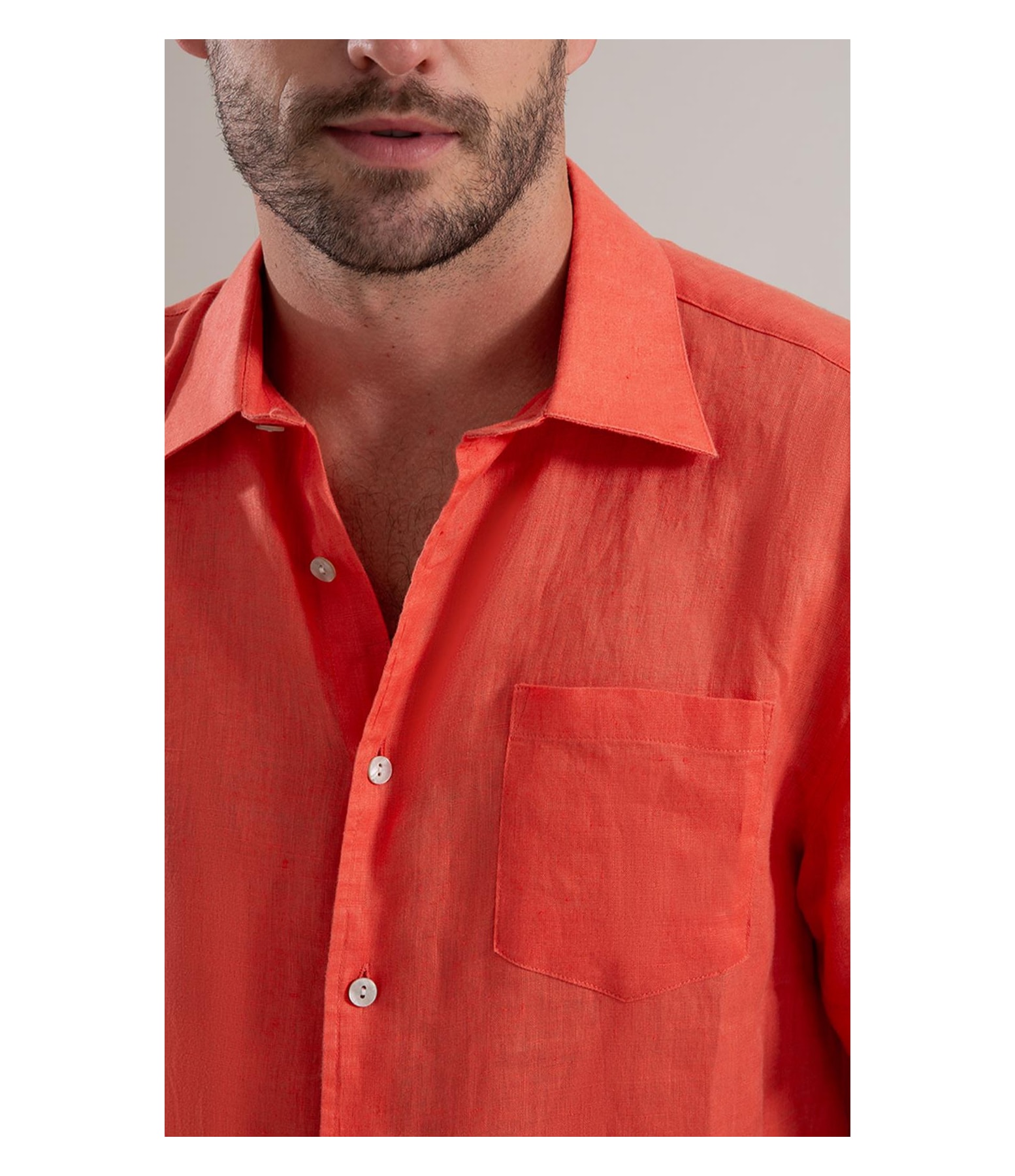 Camisa  Puro Linho  Uni Mc Coral