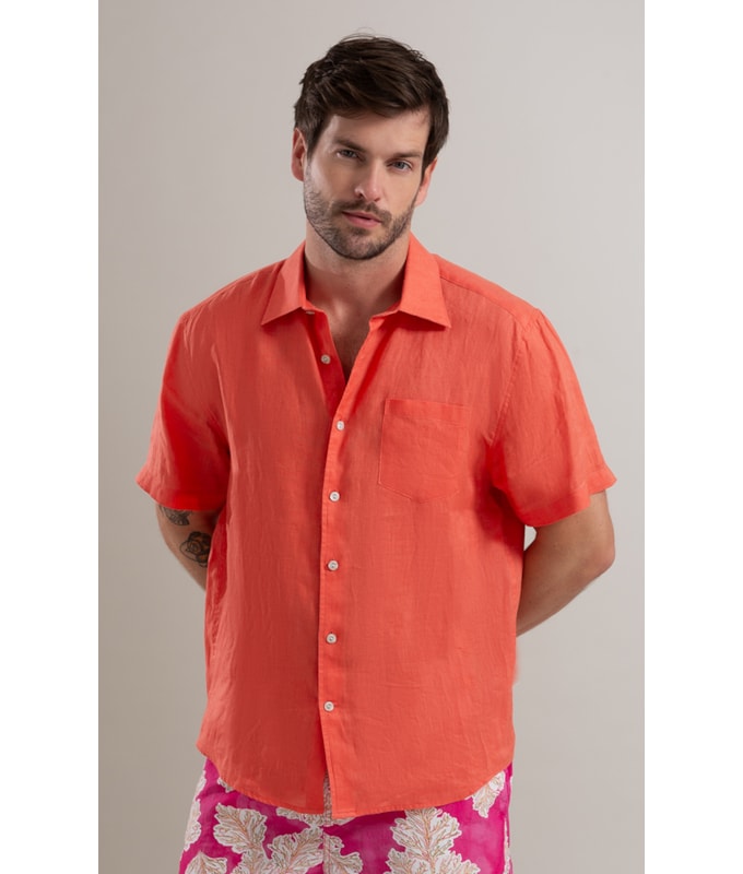 Camisa  Puro Linho  Uni Mc Coral