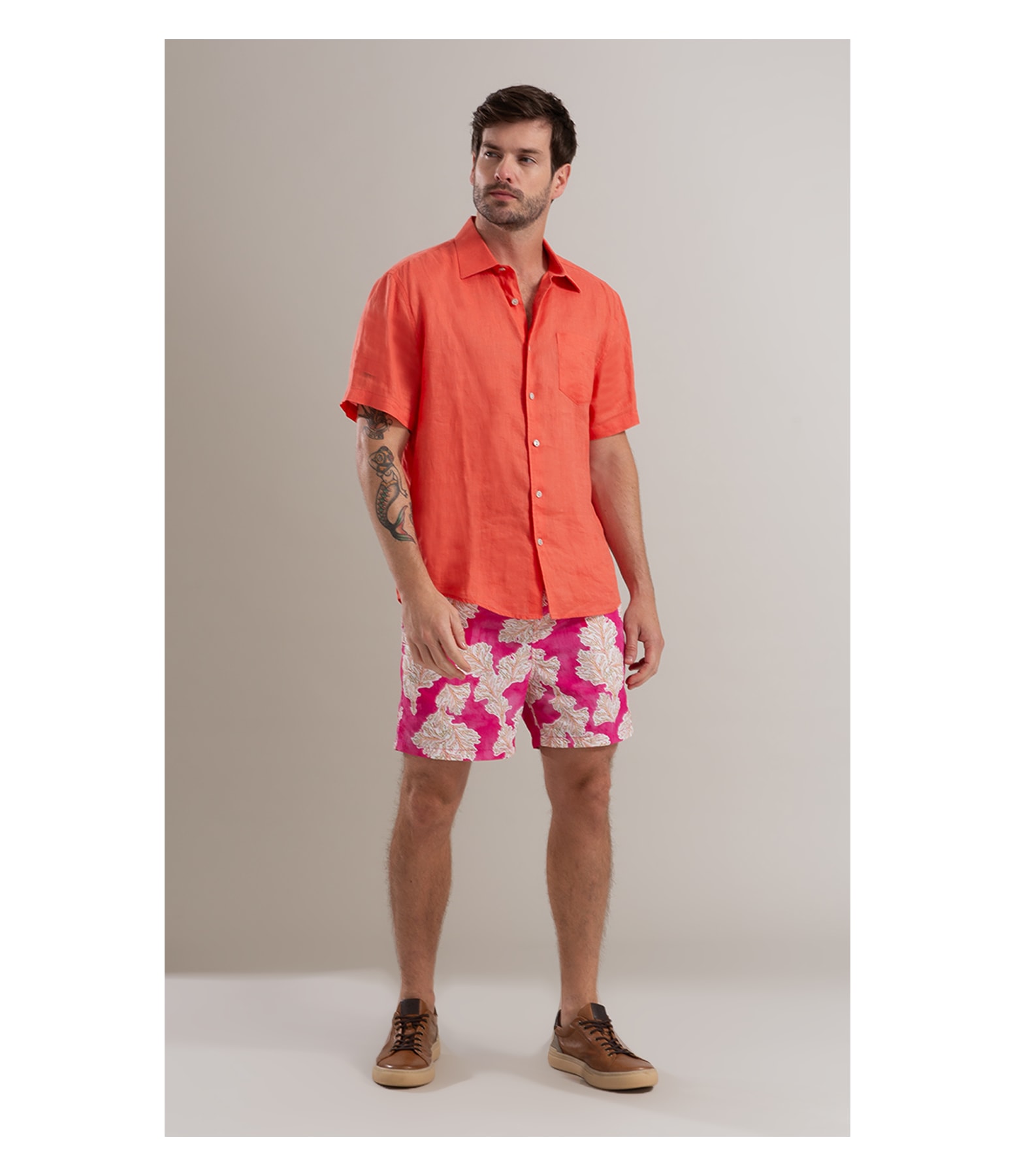 Camisa  Puro Linho  Uni Mc Coral