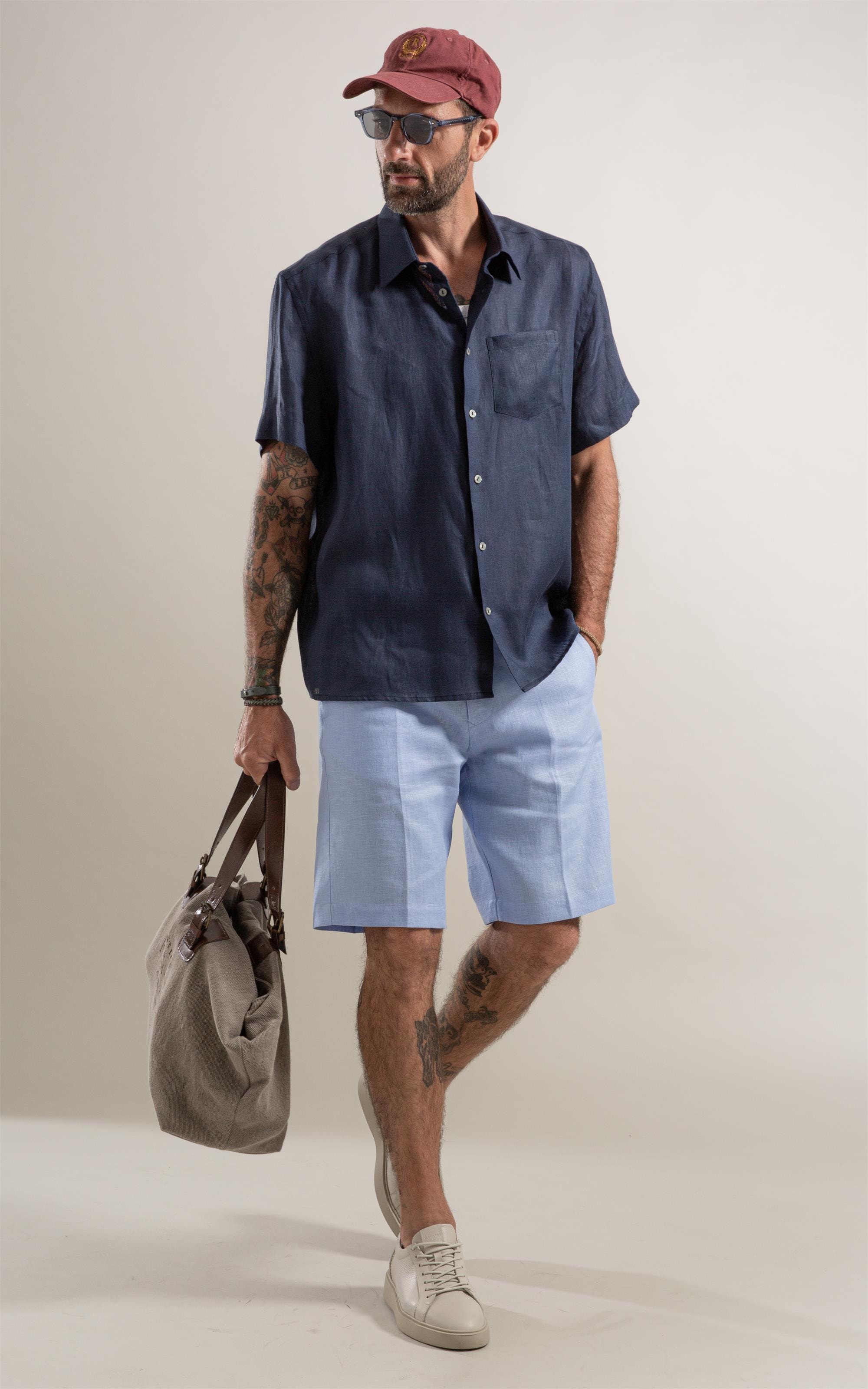 Camisa  Puro Linho  Uni Mc  Dark Navy