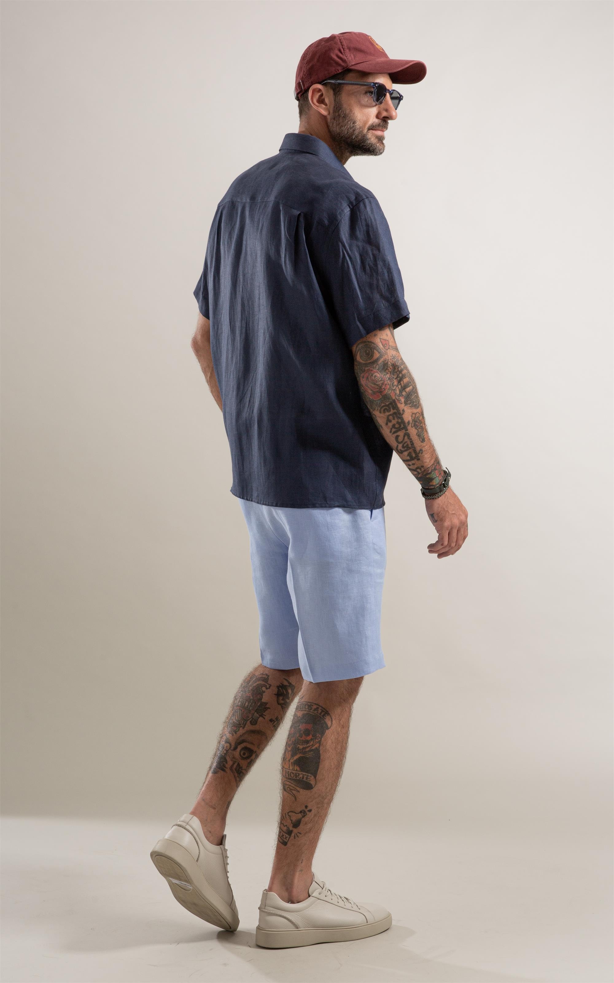 Camisa  Puro Linho  Uni Mc  Dark Navy