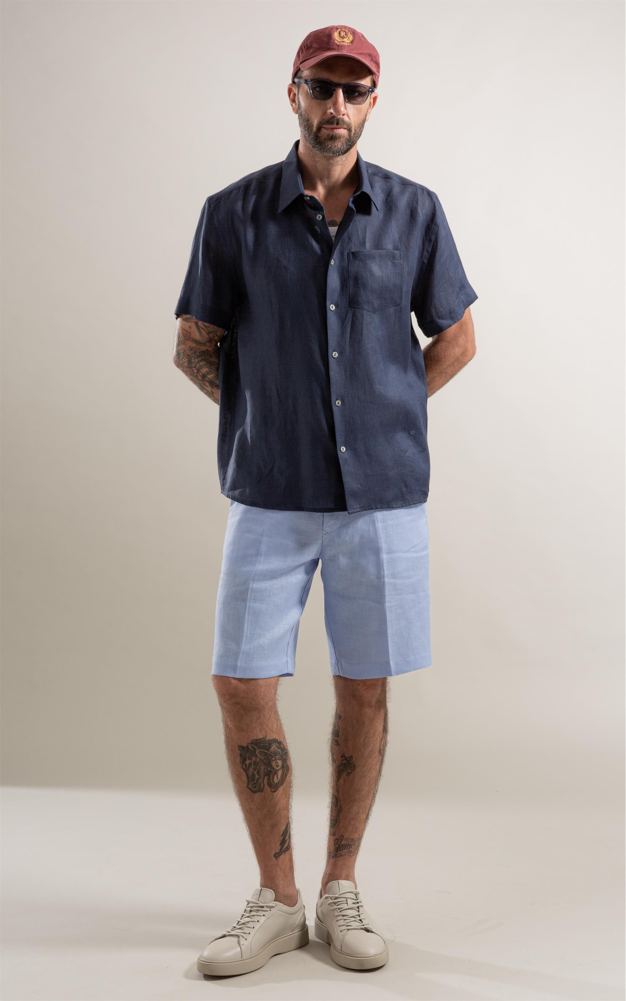 Camisa  Puro Linho  Uni Mc  Dark Navy