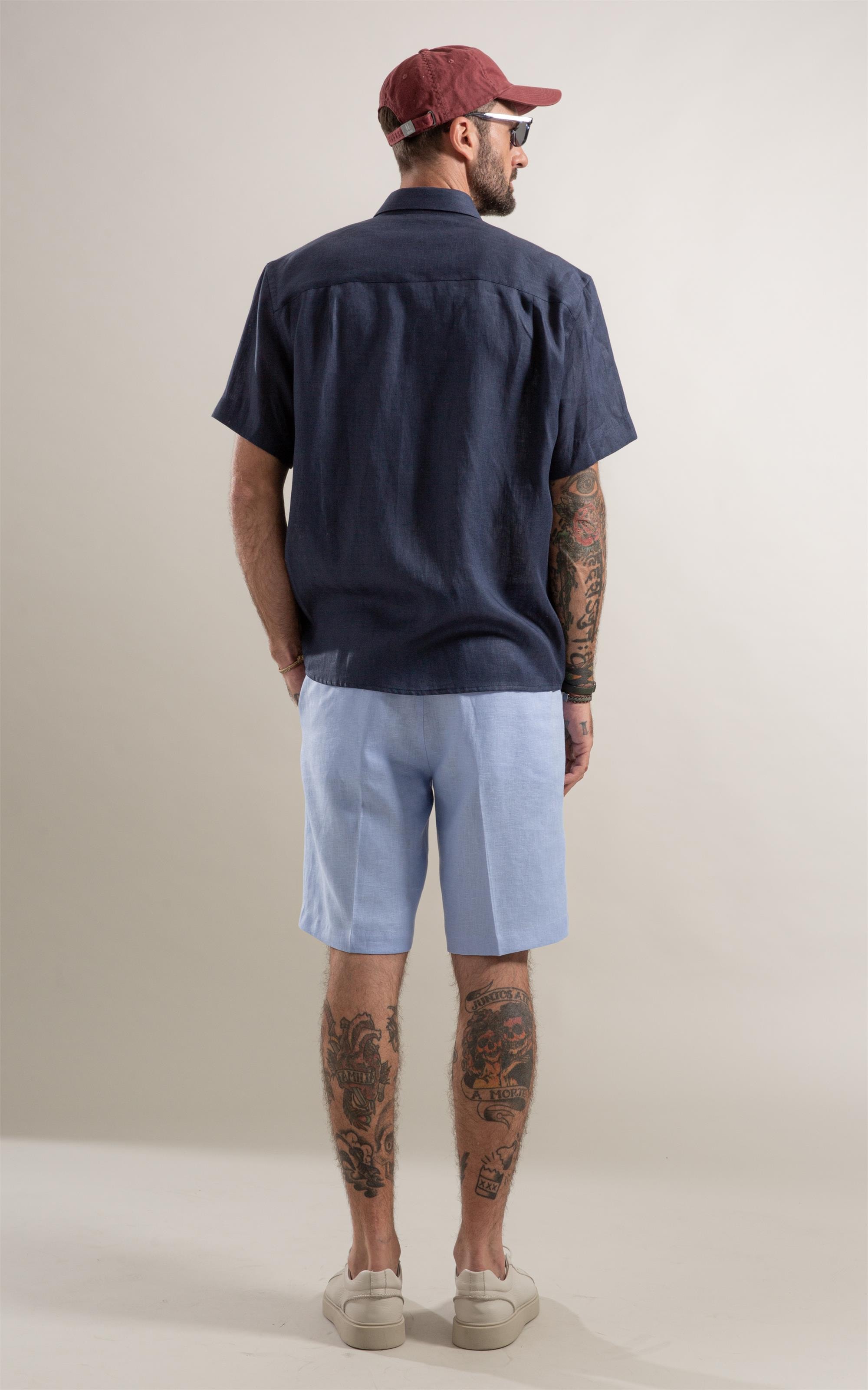 Camisa  Puro Linho  Uni Mc  Dark Navy
