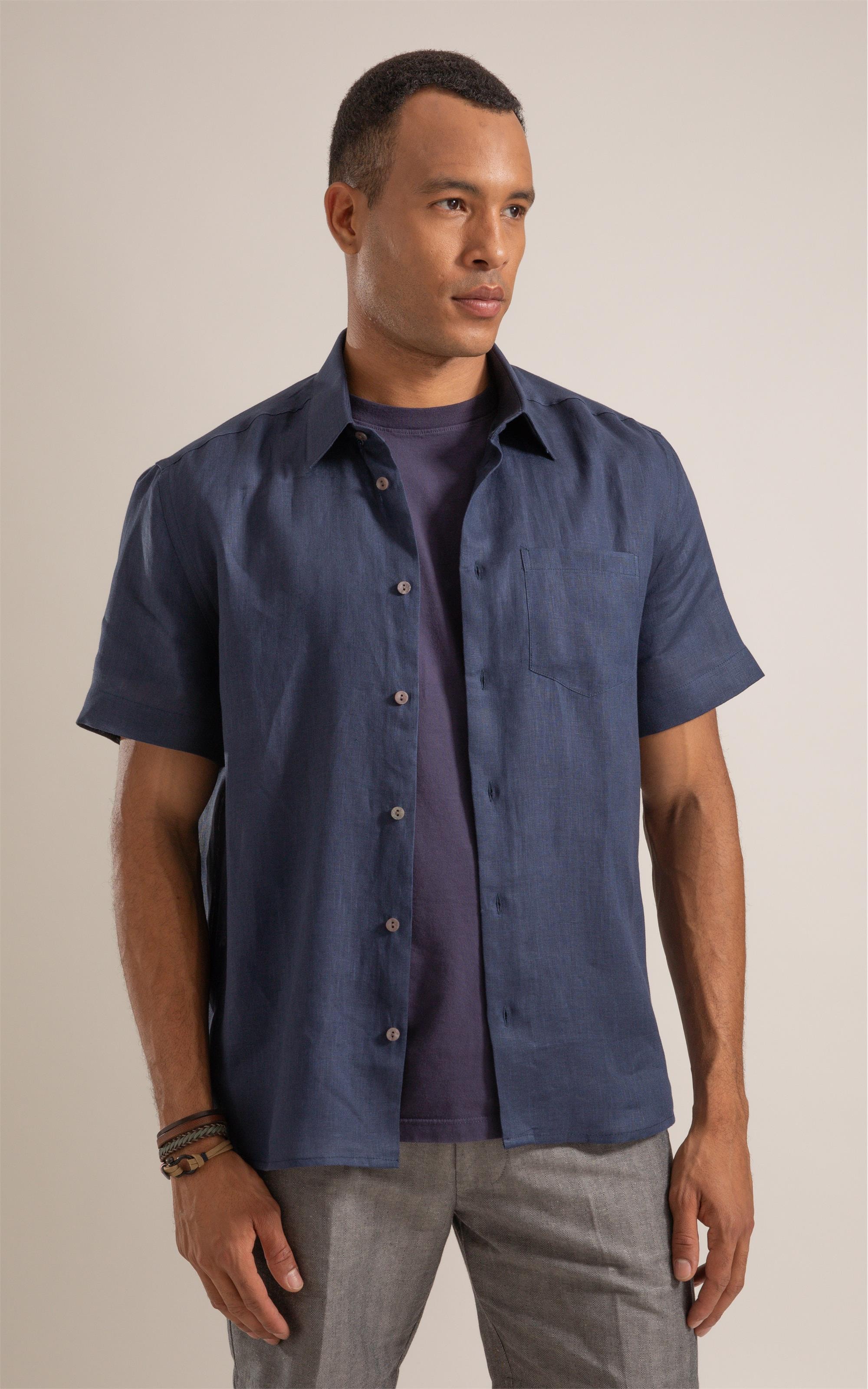 Camisa  Puro Linho  Uni Mc Dark Navy