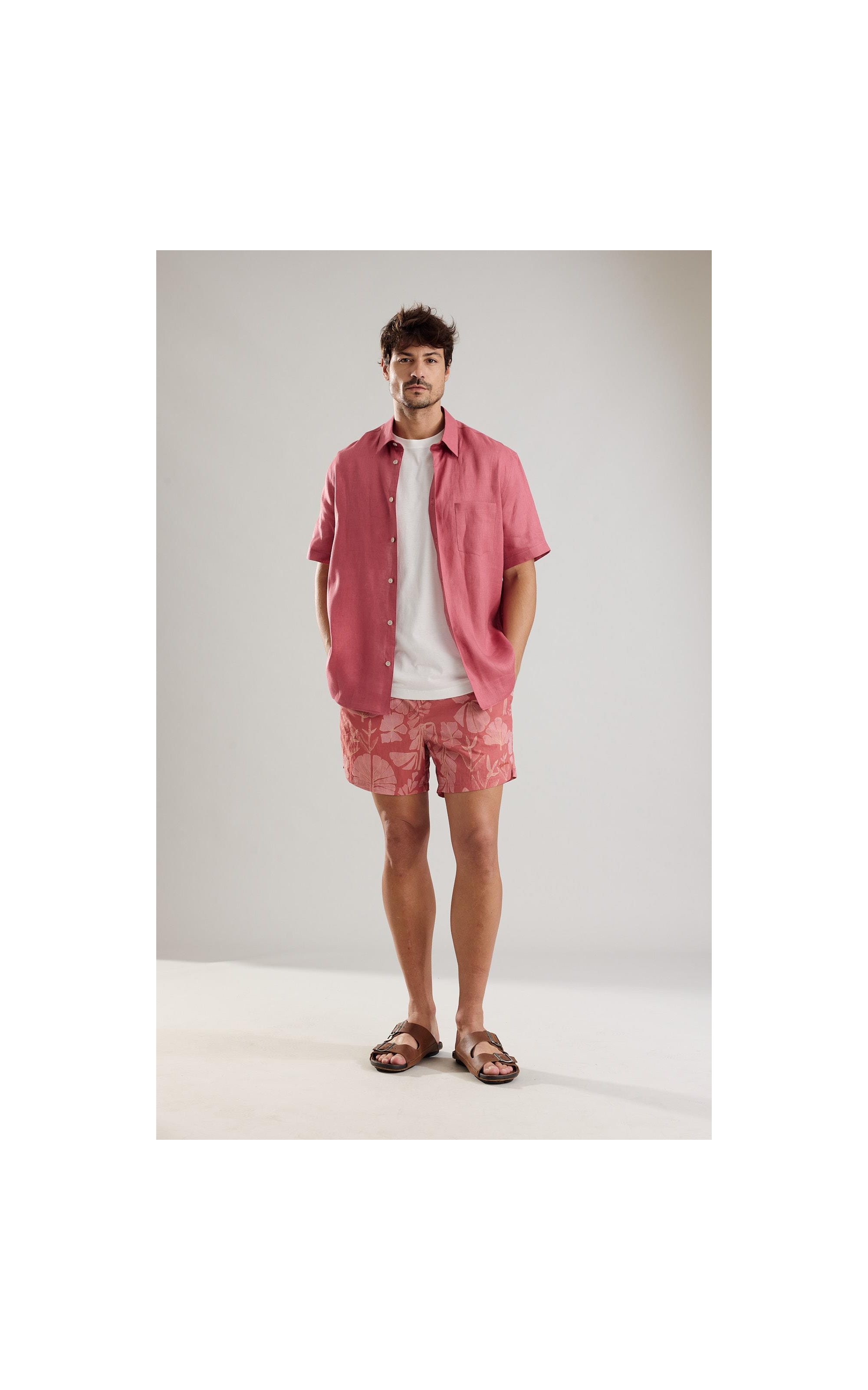 Camisa Puro Linho  Uni Mc Rosa Velho