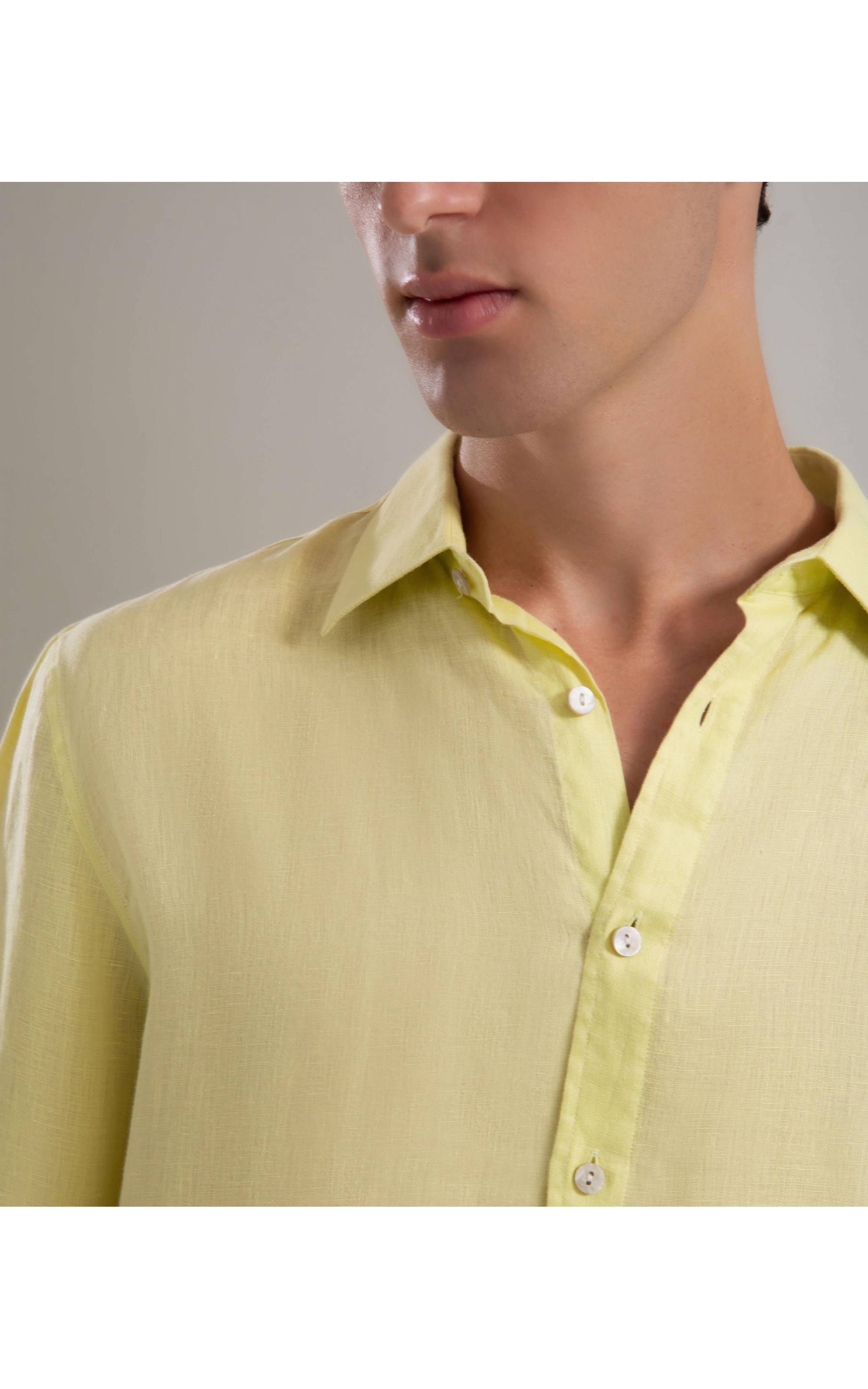 Camisa Puro Linho  Uni Ml Amarelo