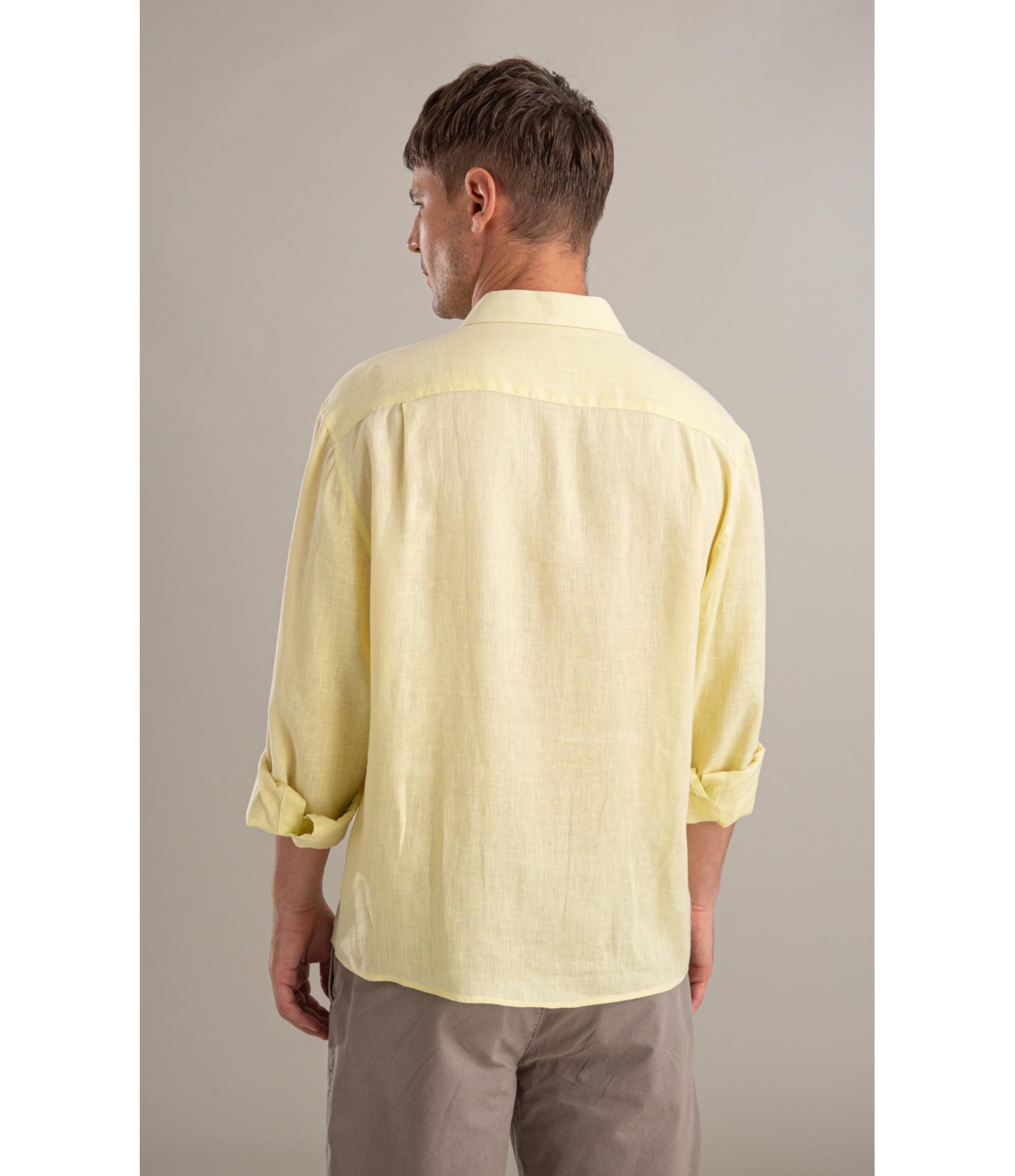 Camisa  Puro Linho  Uni Ml Amarelo l