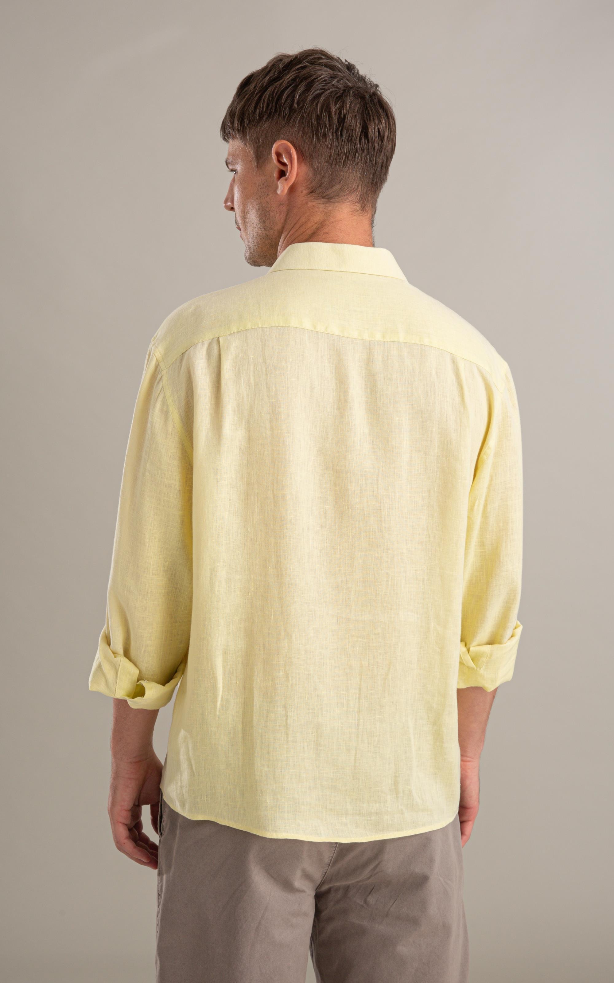 Camisa  Puro Linho  Uni Ml Amarelo l