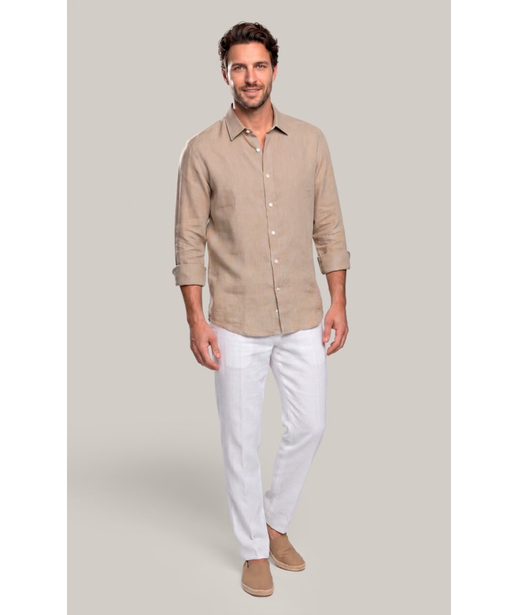 Camisa  Puro Linho  Uni Ml Areia