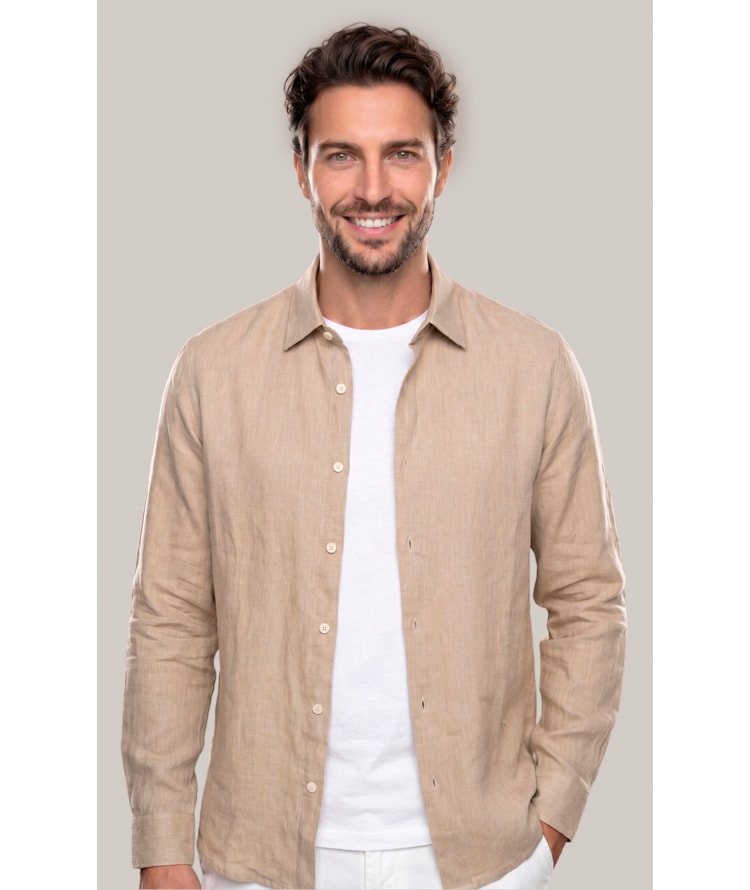 Camisa Puro Linho Uni Ml Areia