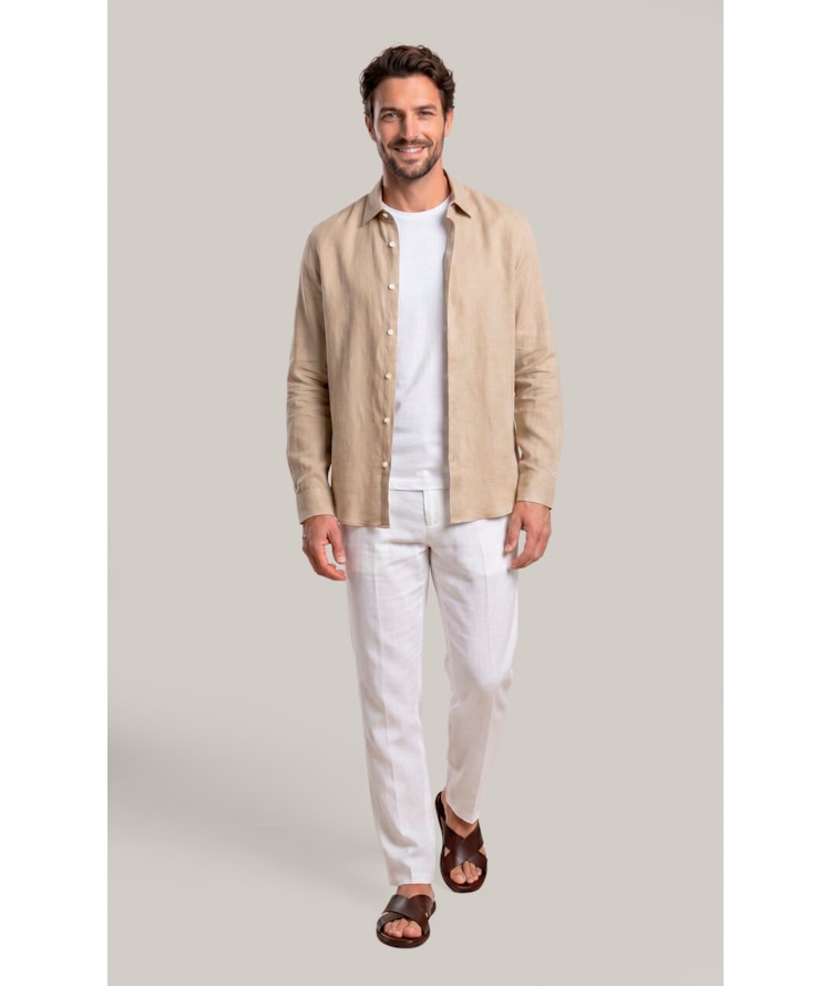 Camisa Puro Linho Uni Ml Areia