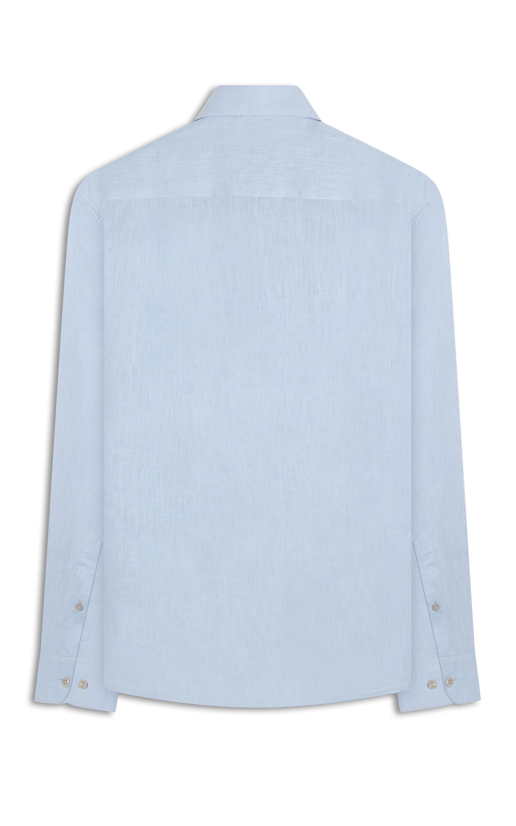 Camisa  Puro Linho  Uni Ml Azul Claro