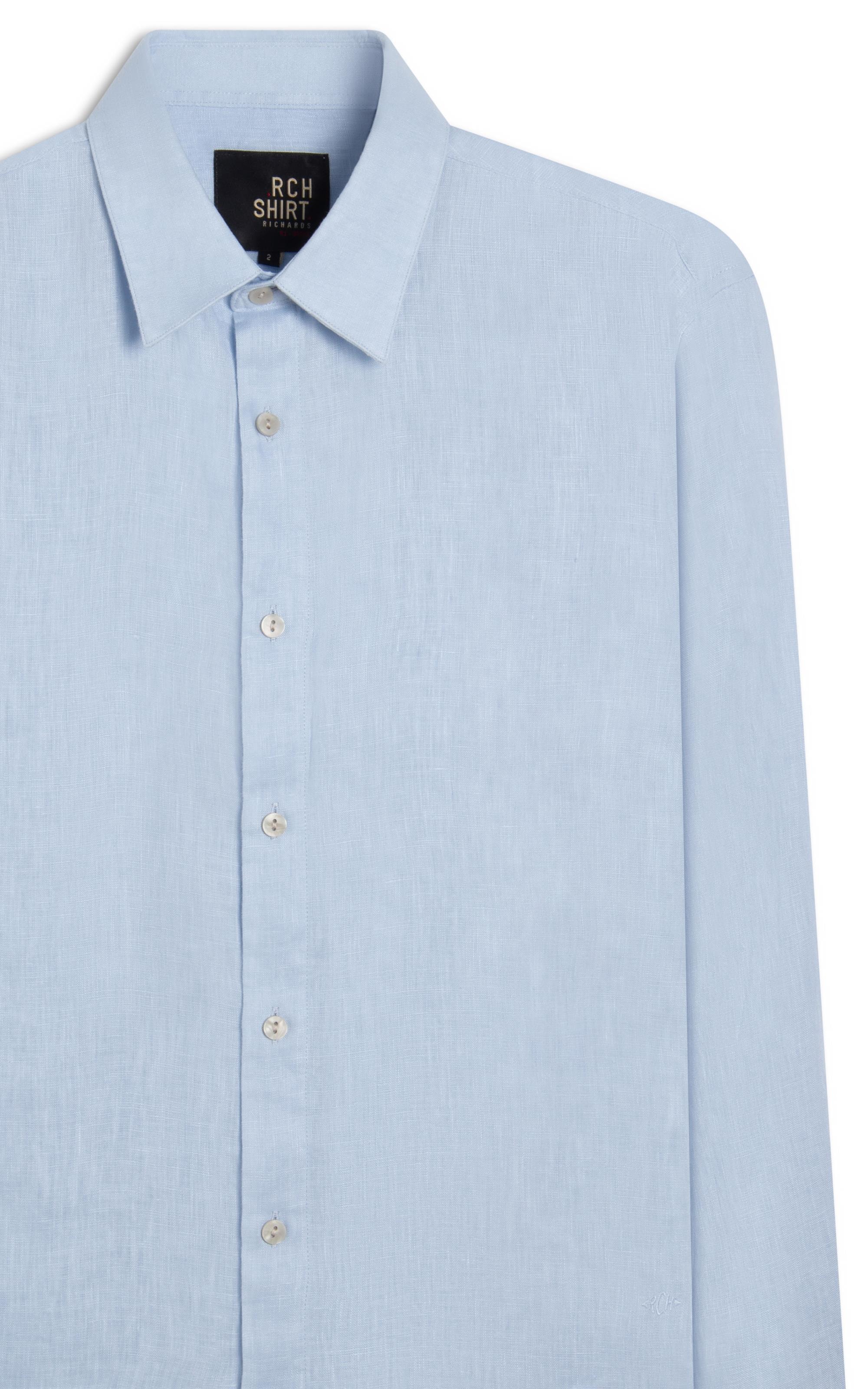 Camisa  Puro Linho  Uni Ml Azul Claro