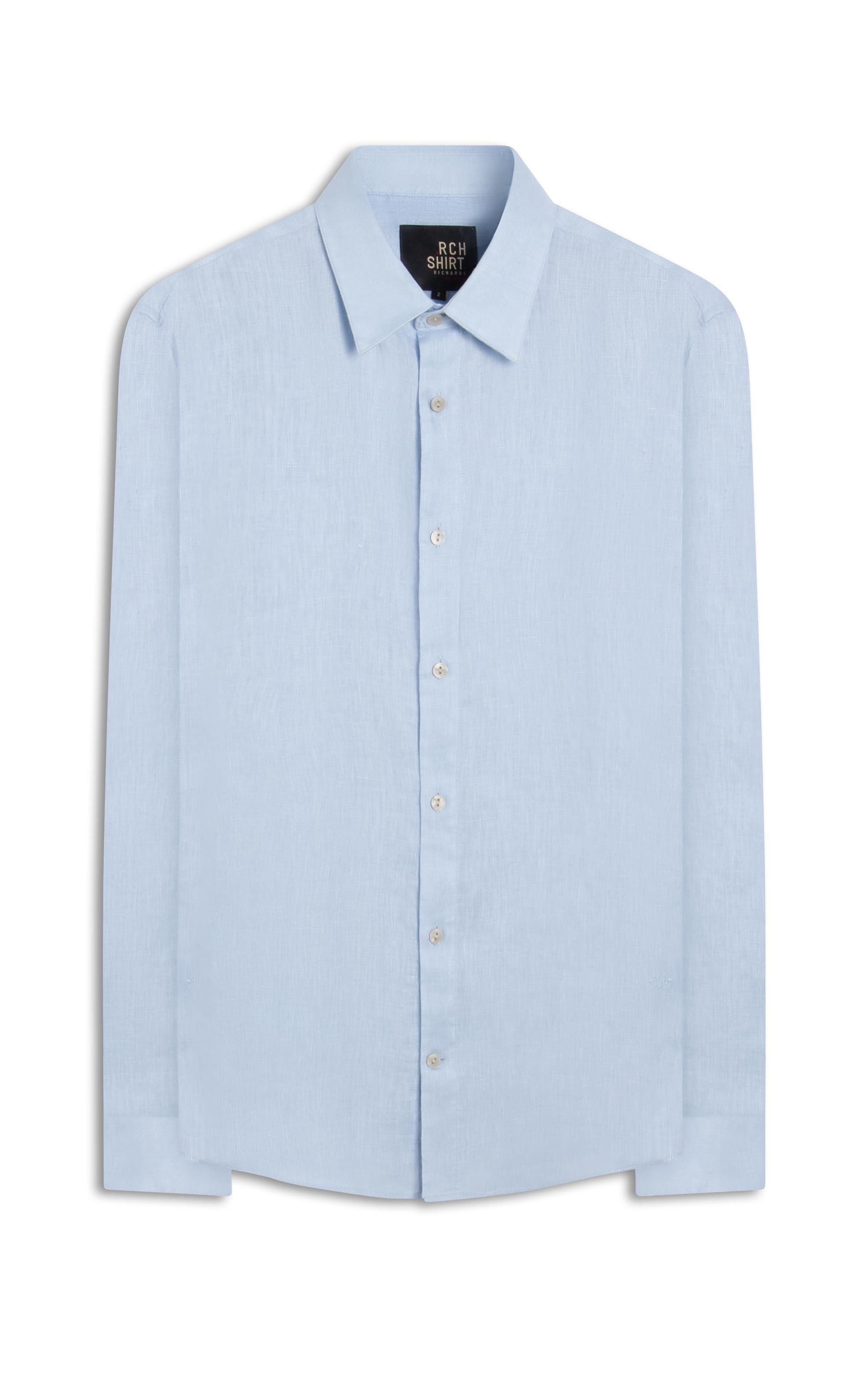 Camisa  Puro Linho  Uni Ml Azul Claro