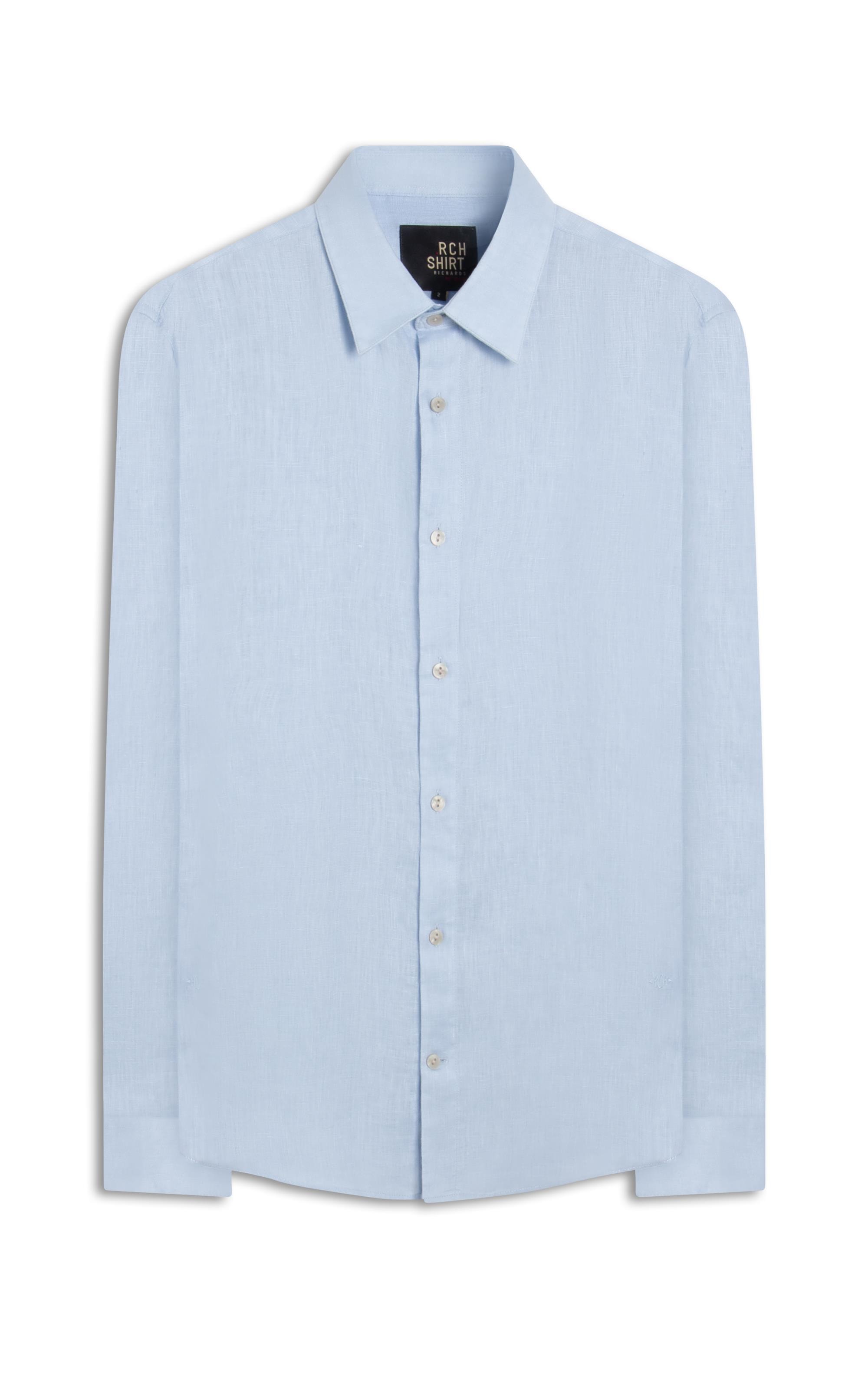 Camisa  Puro Linho  Uni Ml Azul Claro