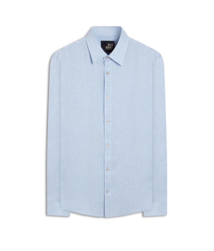 Camisa  Puro Linho  Uni Ml Azul Claro