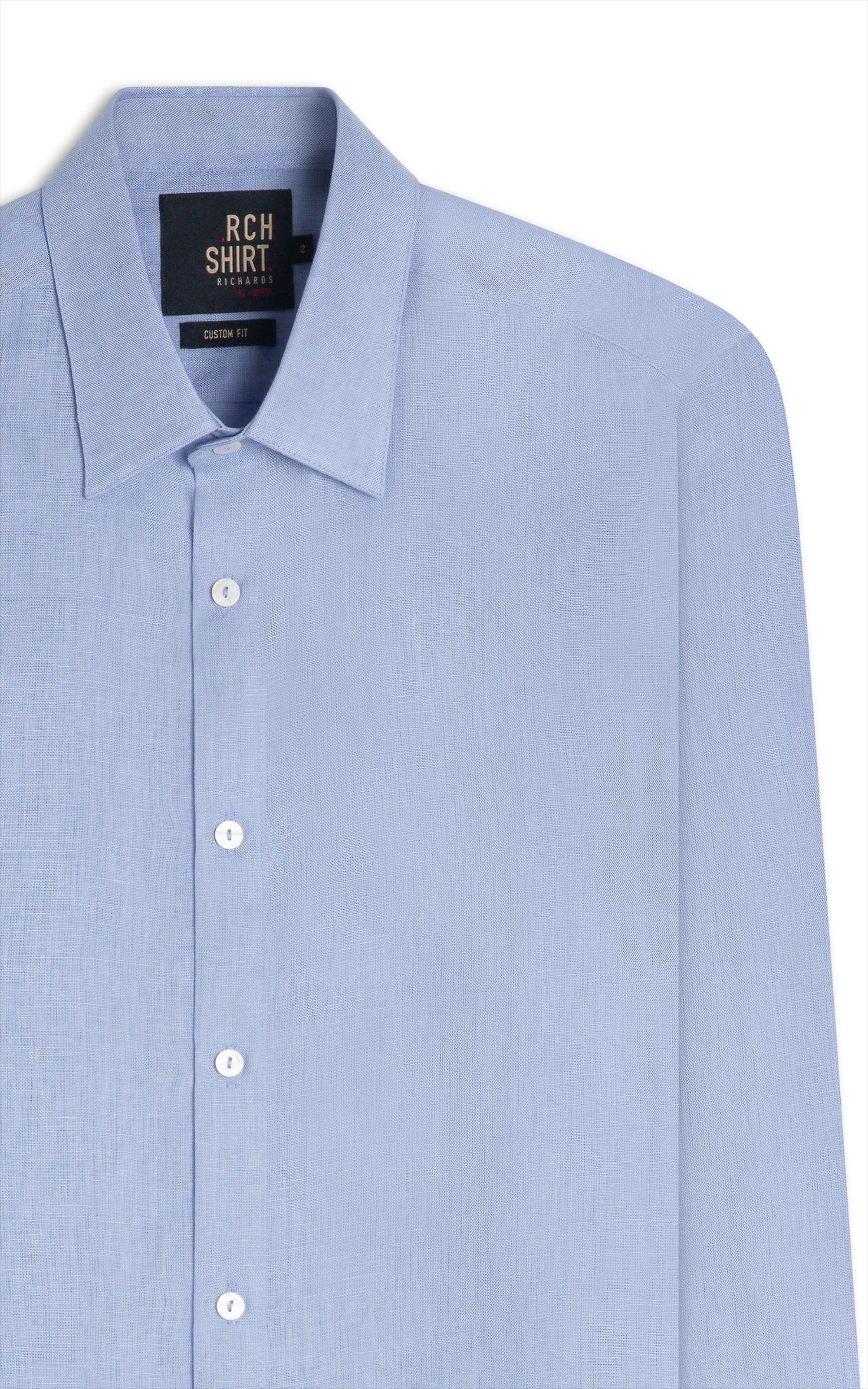 Camisa Puro Linho Uni Ml Azul Claro