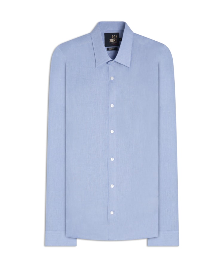 Camisa Puro Linho Uni Ml Azul Claro