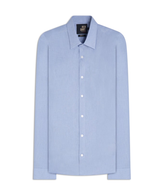 Camisa Puro Linho Uni Ml Azul Claro