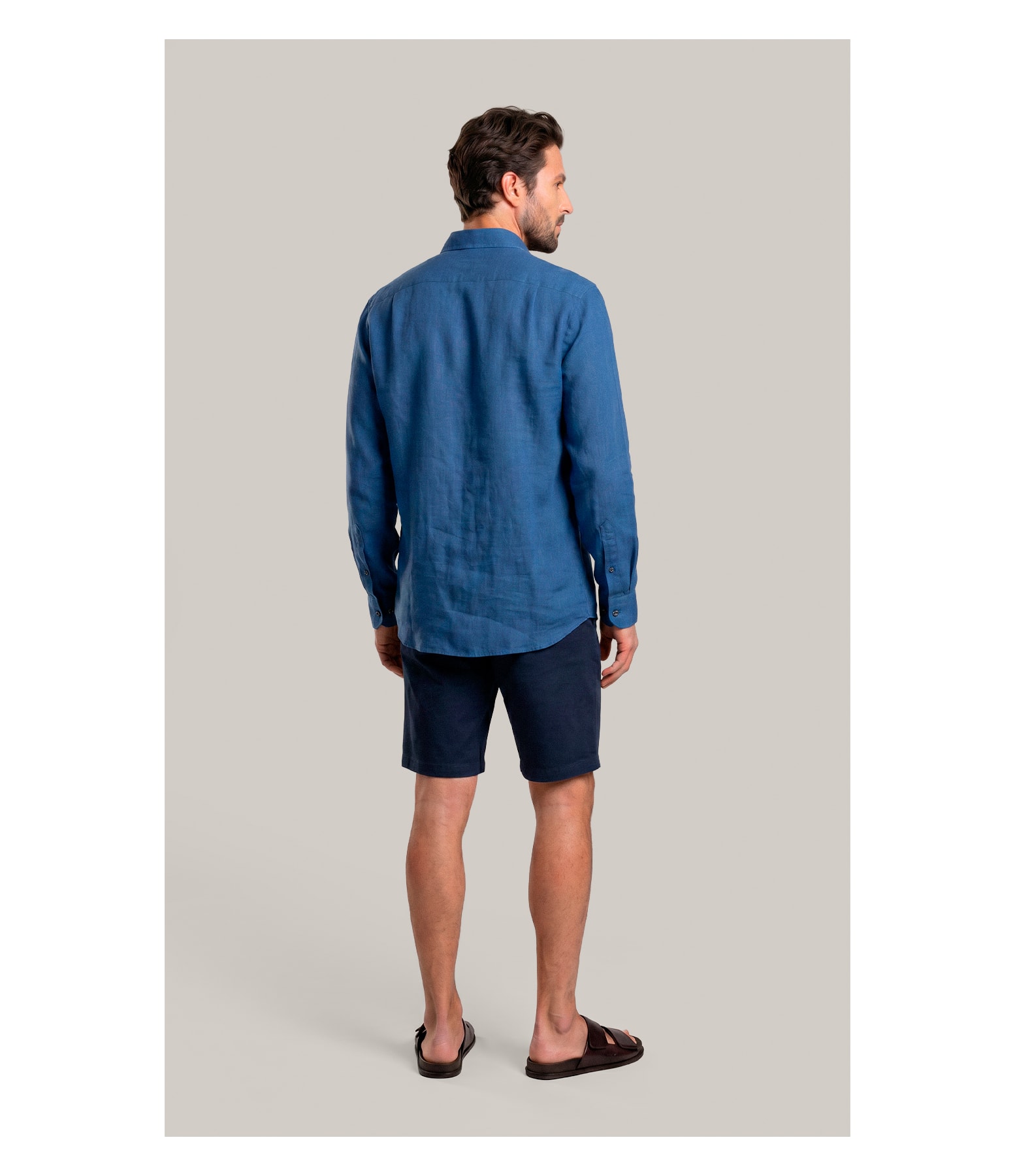 Camisa  Puro Linho  Uni Ml Azul Jeans