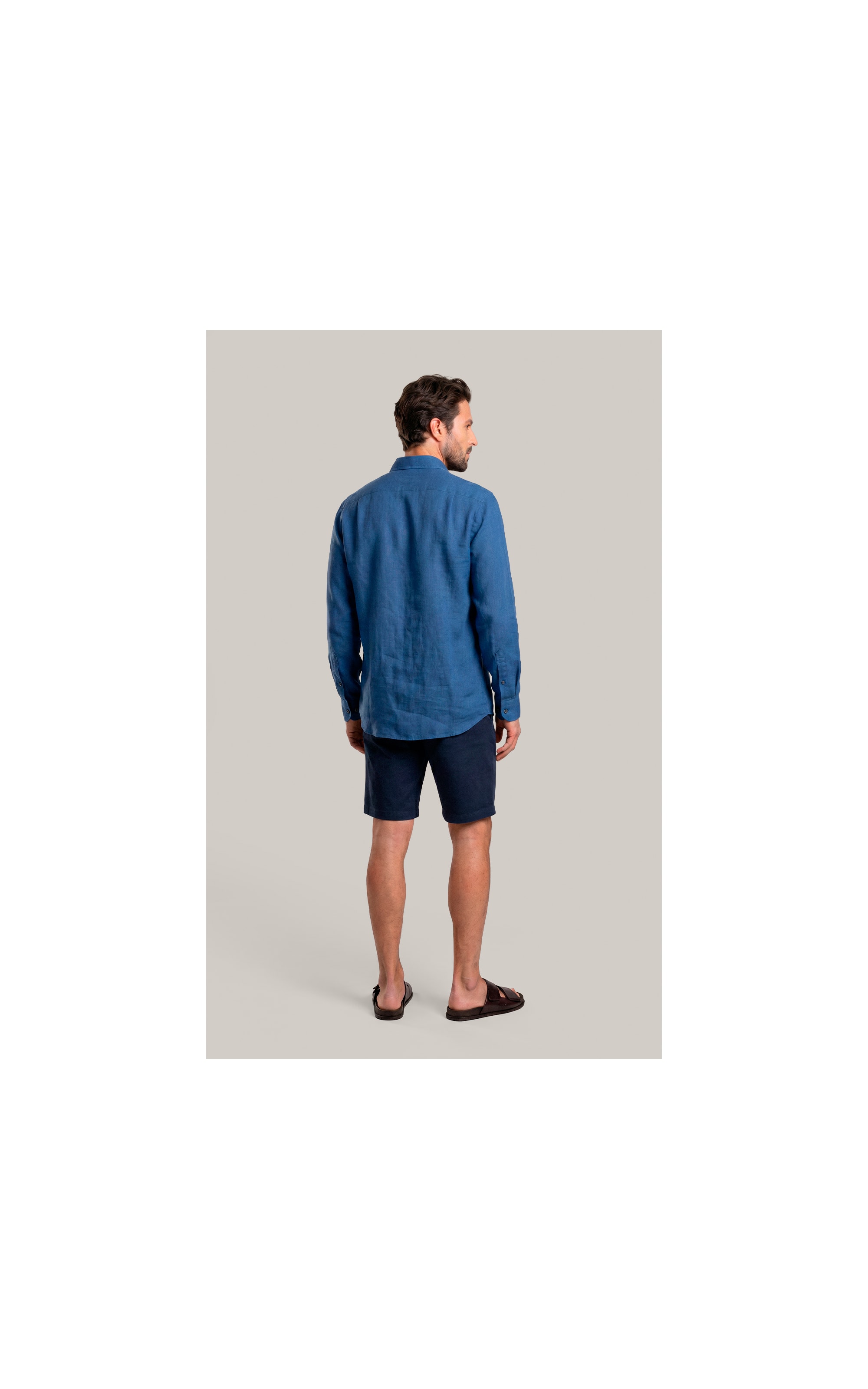 Camisa  Puro Linho  Uni Ml Azul Jeans