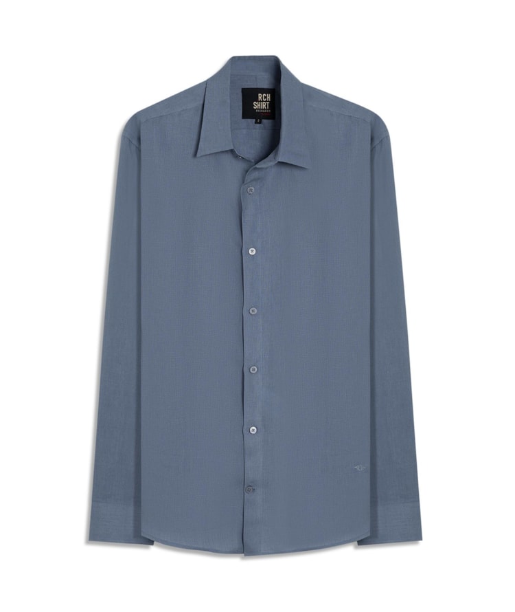 Camisa  Puro Linho  Uni Ml Blue Vintage
