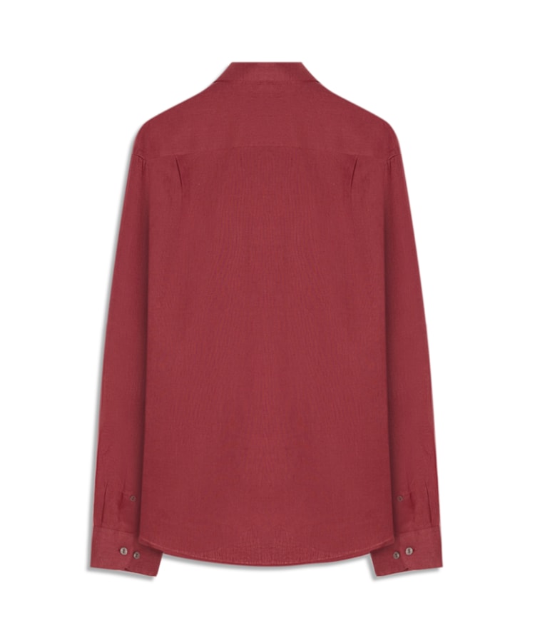 Camisa Puro Linho Uni Ml Bordeaux