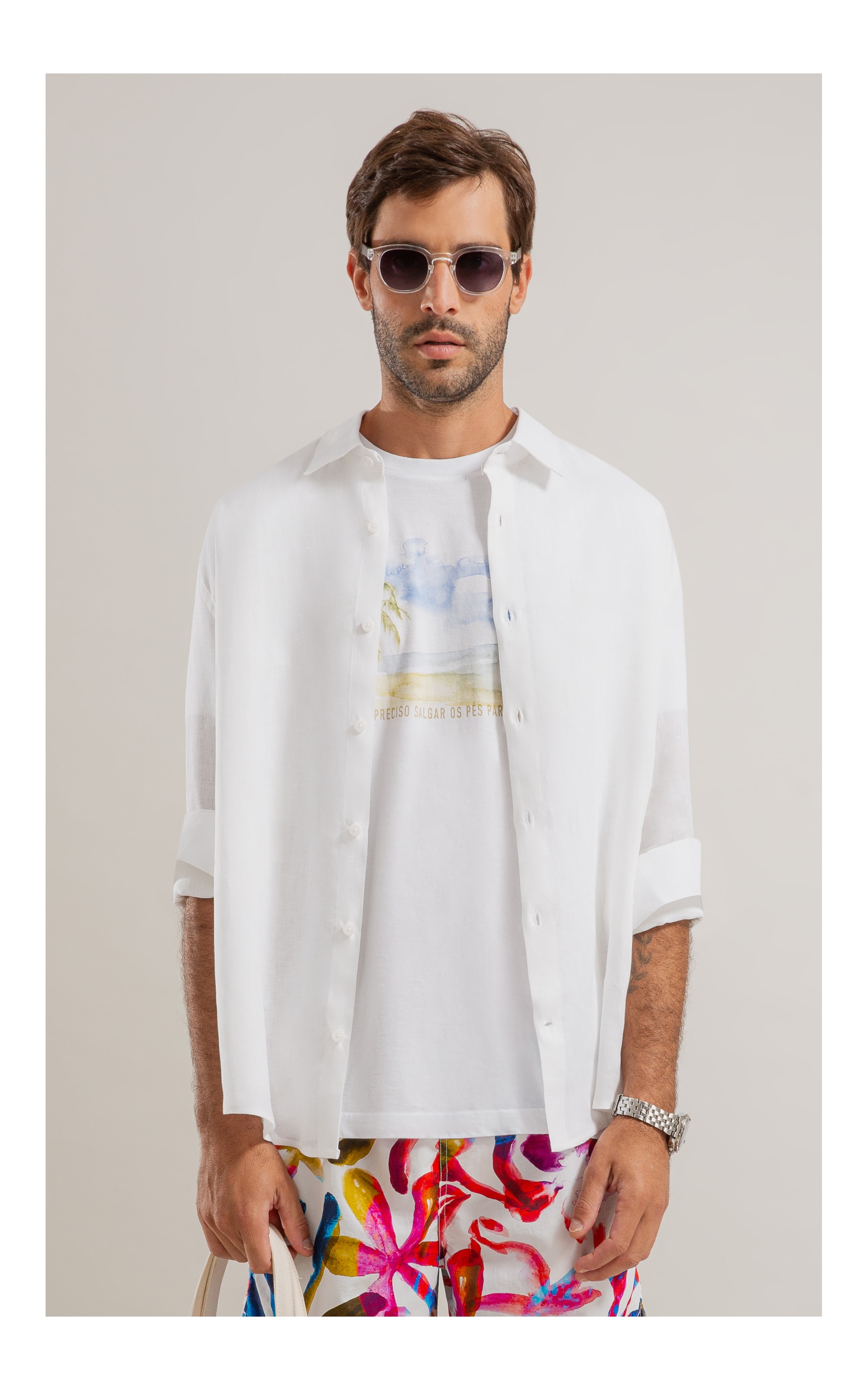 Camisa  Puro Linho  Uni Ml Branco Ii