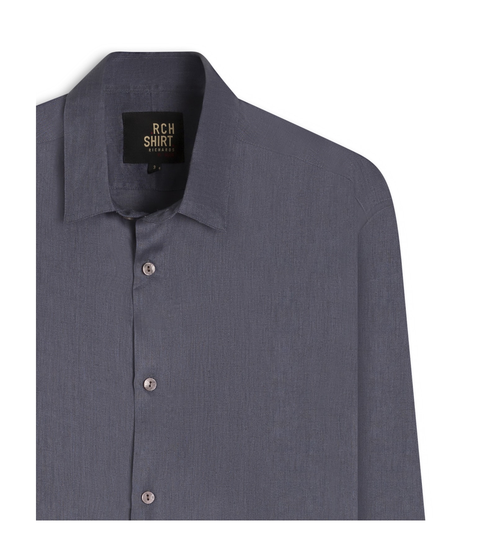 Camisa  Puro Linho  Uni Ml Cinza Azulado