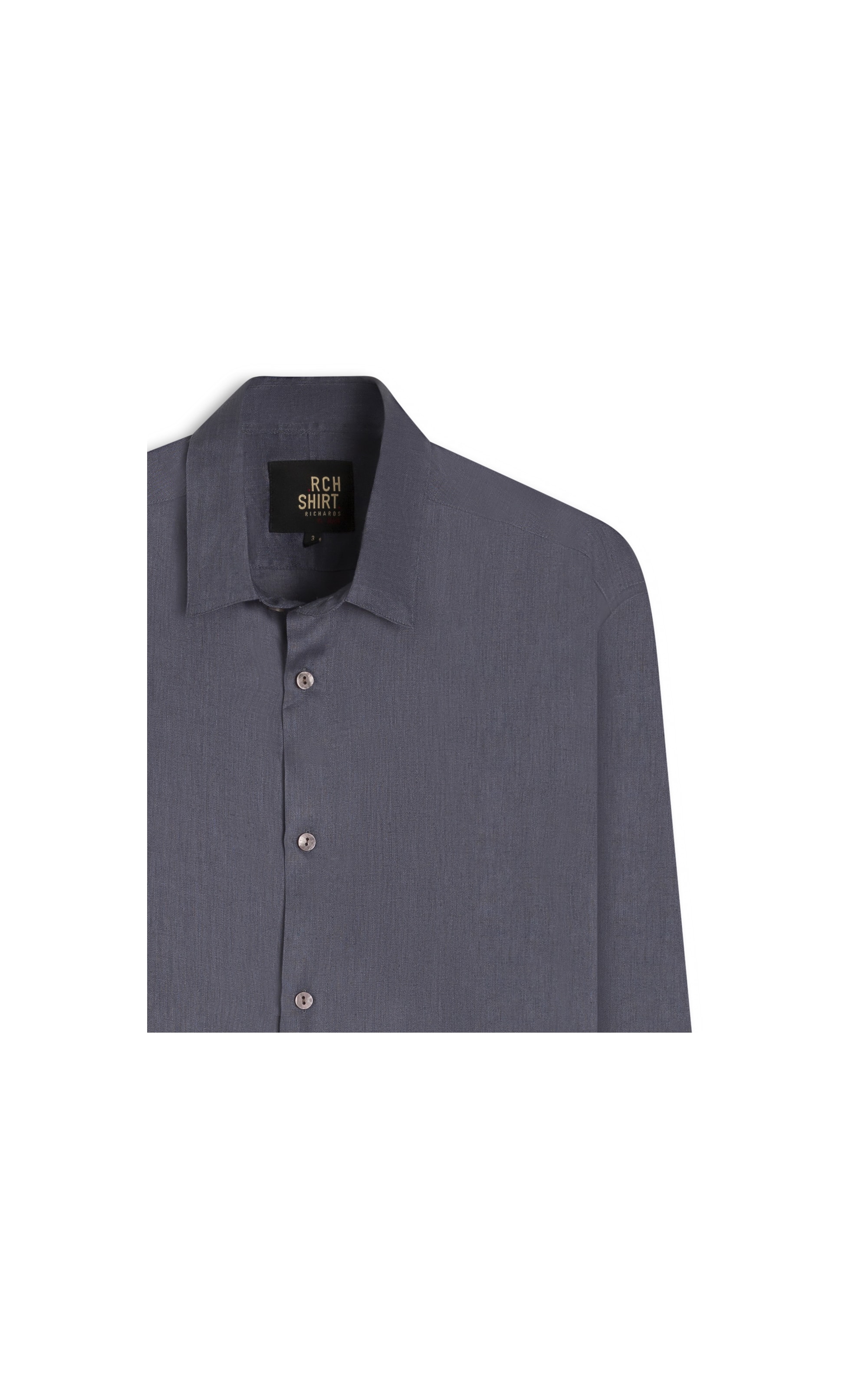 Camisa  Puro Linho  Uni Ml Cinza Azulado