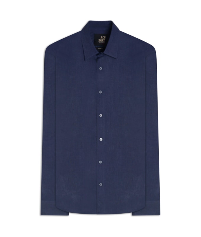 Camisa Puro Linho Uni Ml Dark Navy