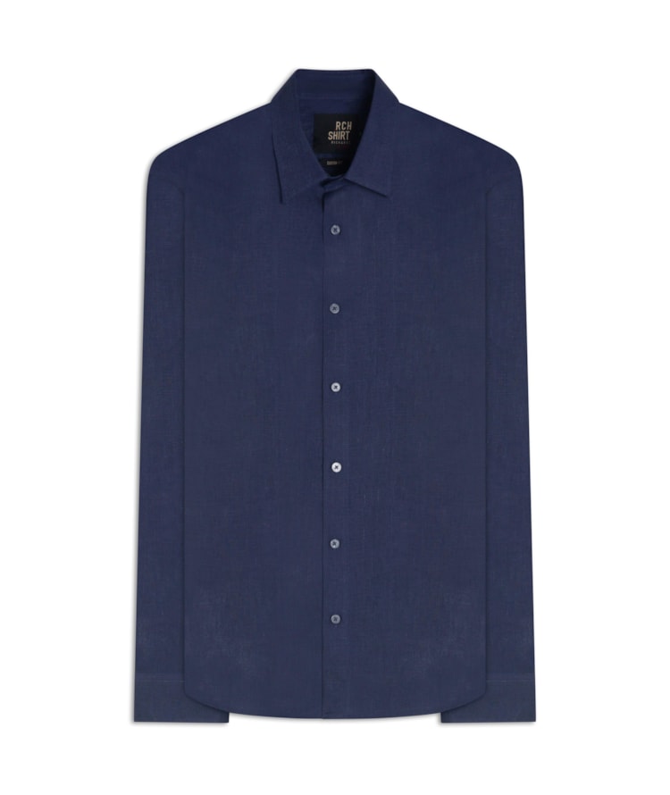 Camisa Puro Linho Uni Ml Dark Navy