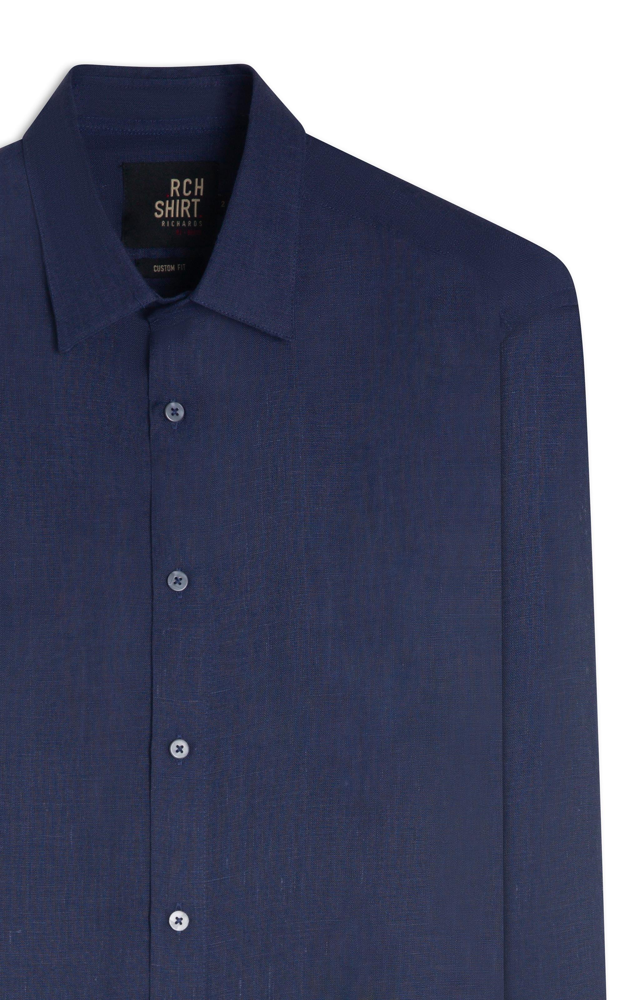 Camisa Puro Linho Uni Ml Dark Navy