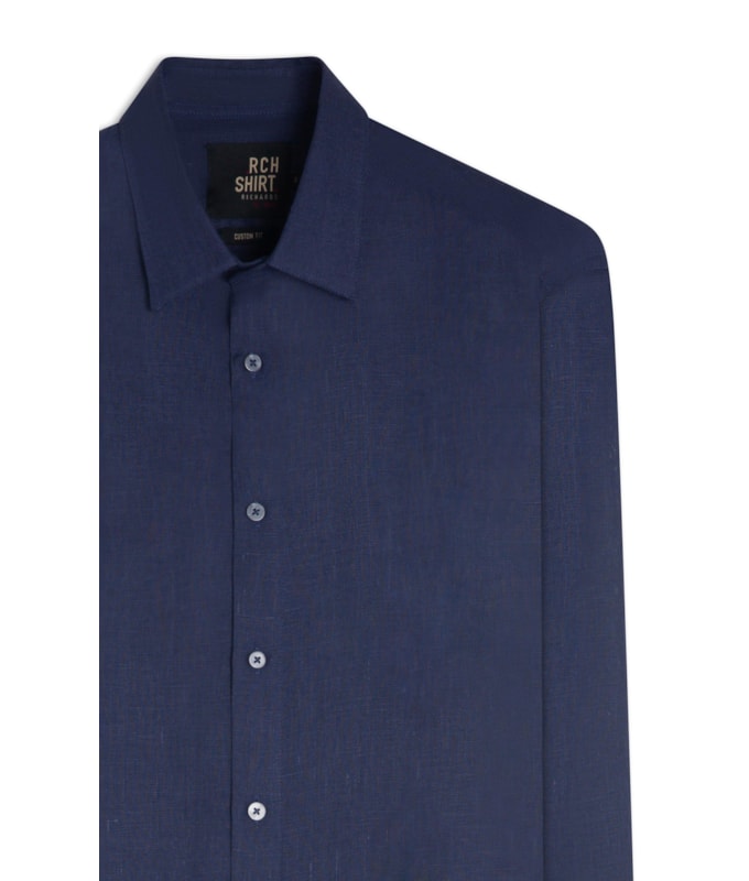 Camisa Puro Linho Uni Ml Dark Navy