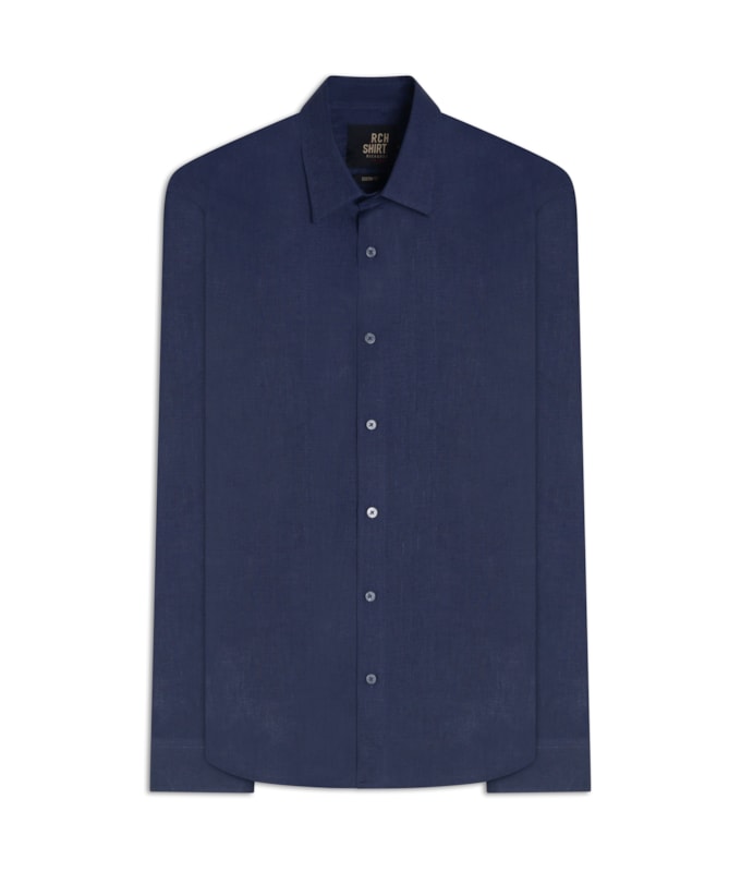 Camisa Puro Linho Uni Ml Dark Navy