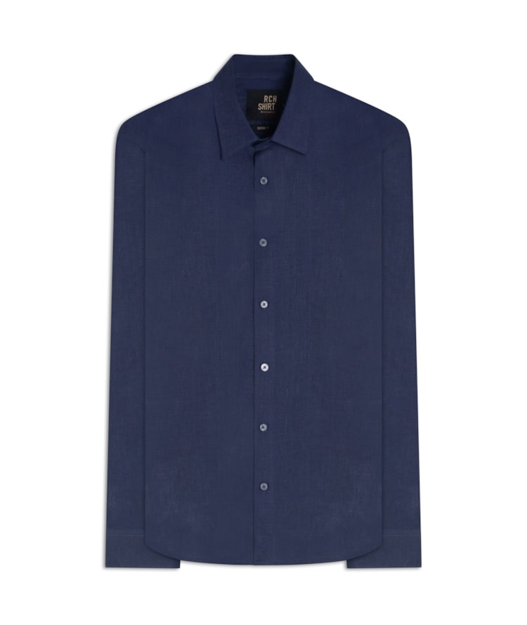 Camisa Puro Linho Uni Ml Dark Navy