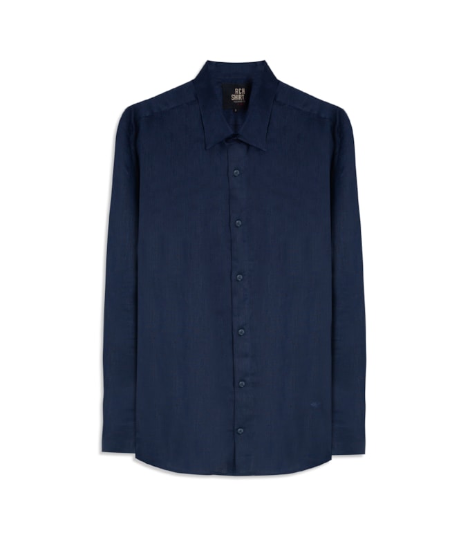 Camisa  Puro Linho  Uni Ml Dark Navy