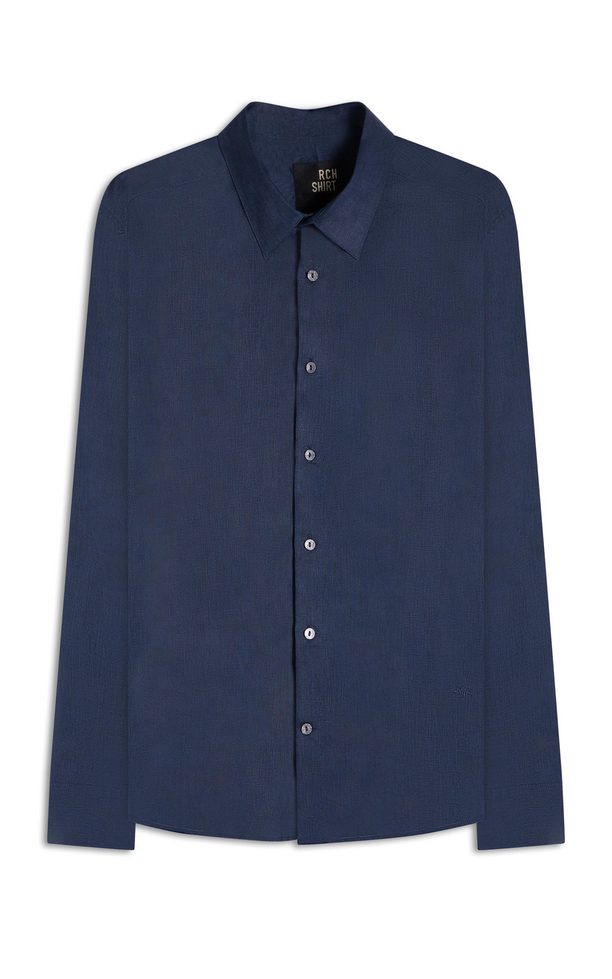Camisa  Puro Linho  Uni Ml Dark Navy Ii