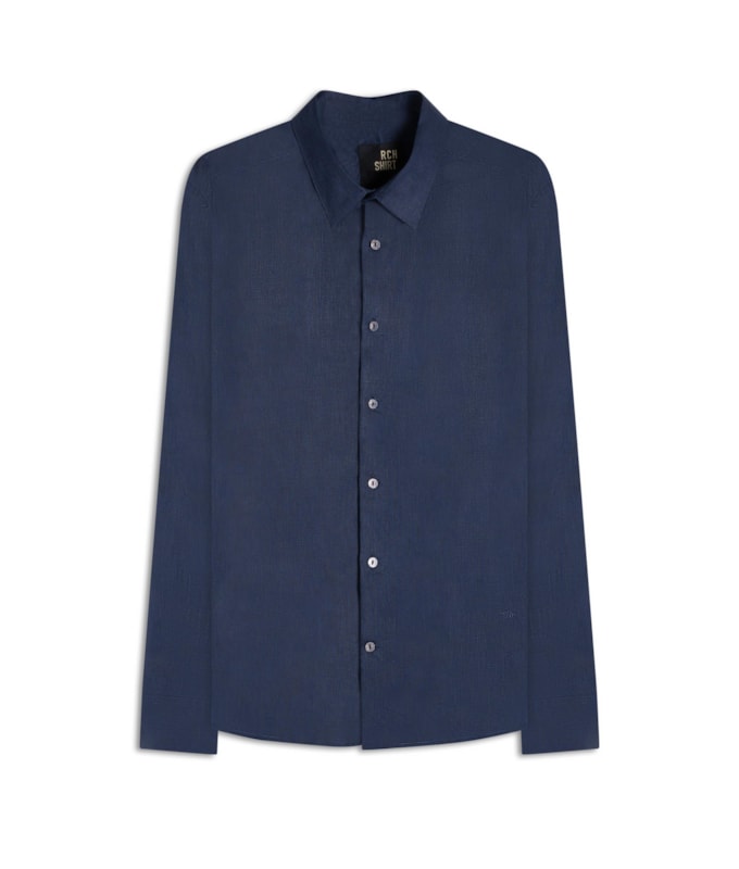 Camisa  Puro Linho  Uni Ml Dark Navy Ii