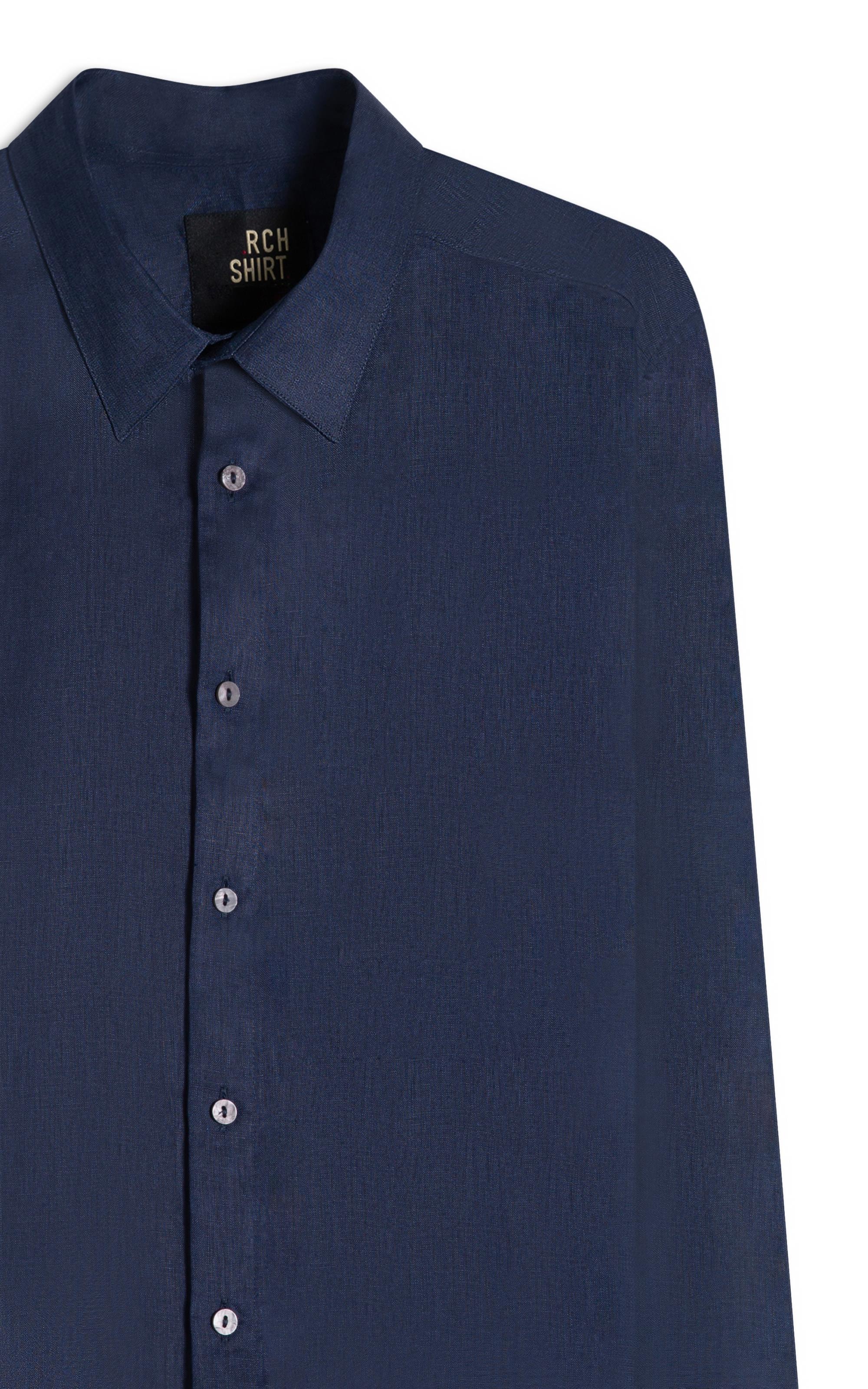 Camisa  Puro Linho  Uni Ml Dark Navy Ii