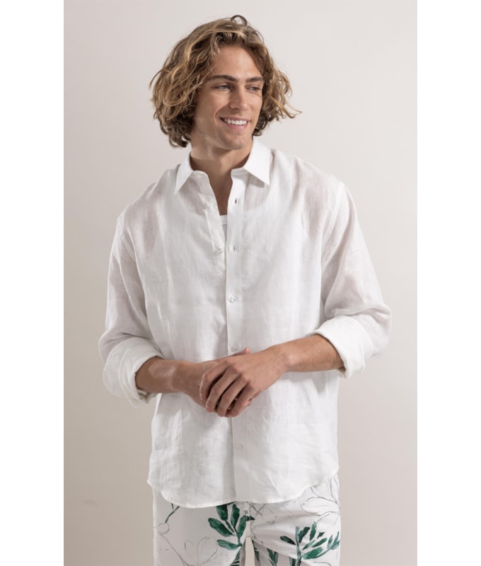 Camisa  Puro Linho  Uni Ml Off White