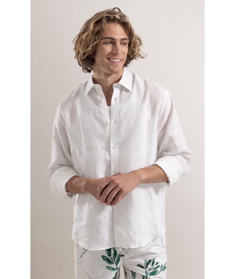 Camisa  Puro Linho  Uni Ml Off White