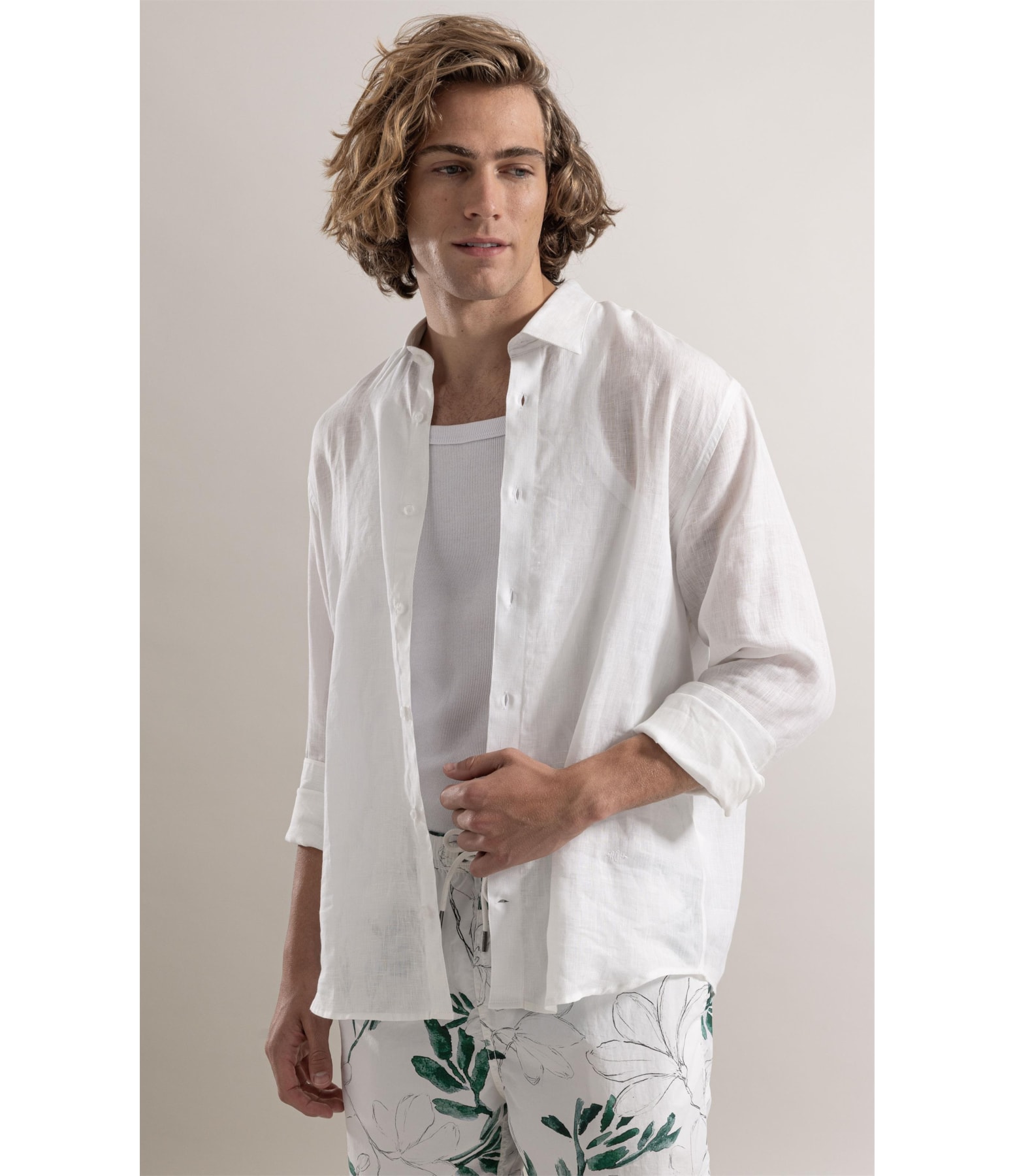 Camisa  Puro Linho  Uni Ml Off White