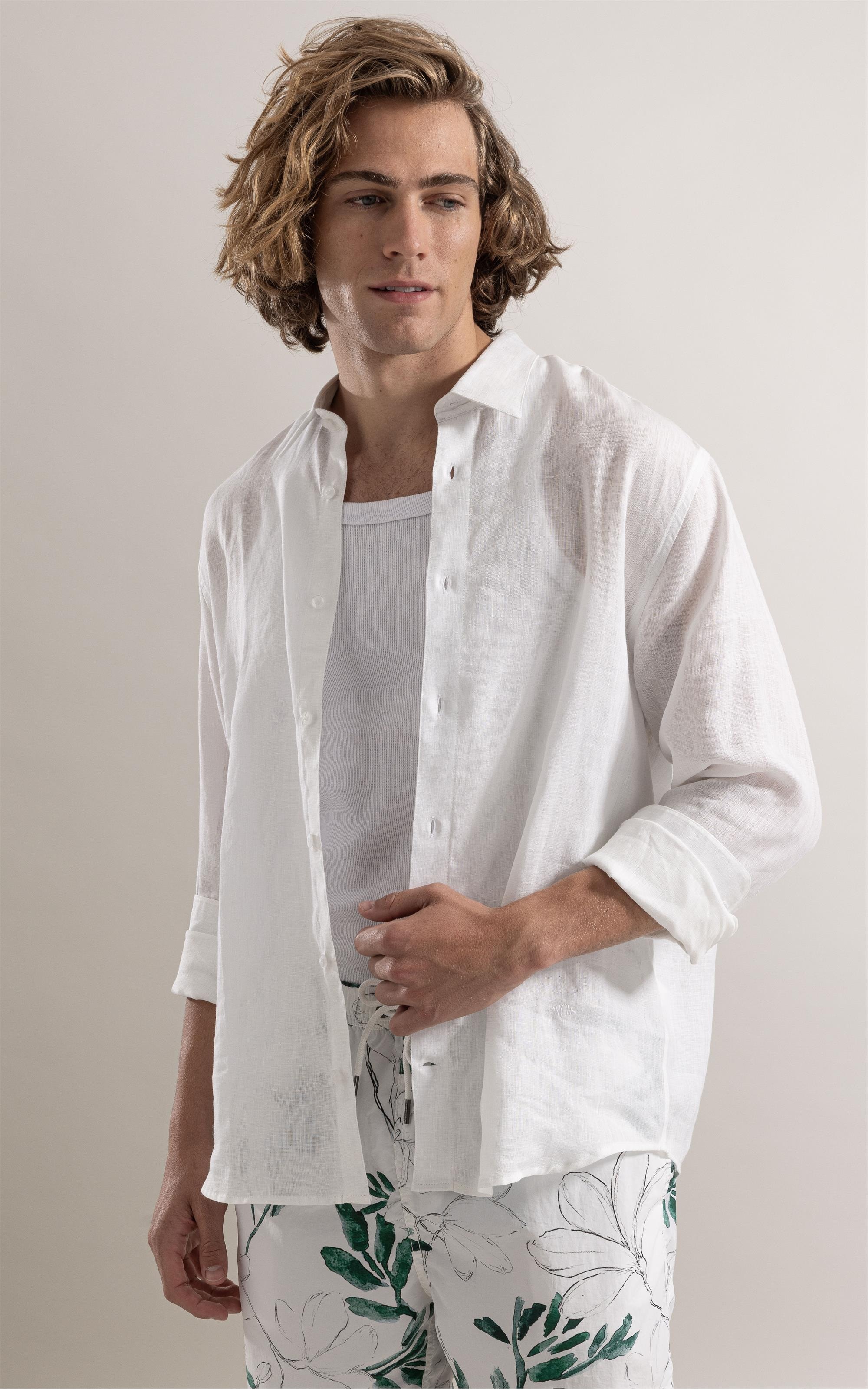 Camisa  Puro Linho  Uni Ml Off White